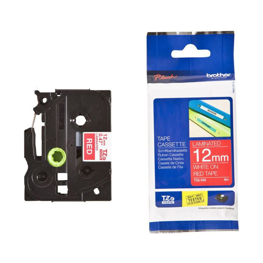 BROTHER trak TZe 435 rdeč/bel 12mm