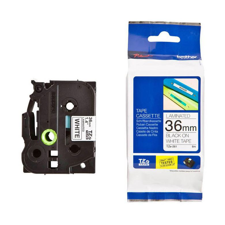 BROTHER trak TZe 261 bel/črn 36mm