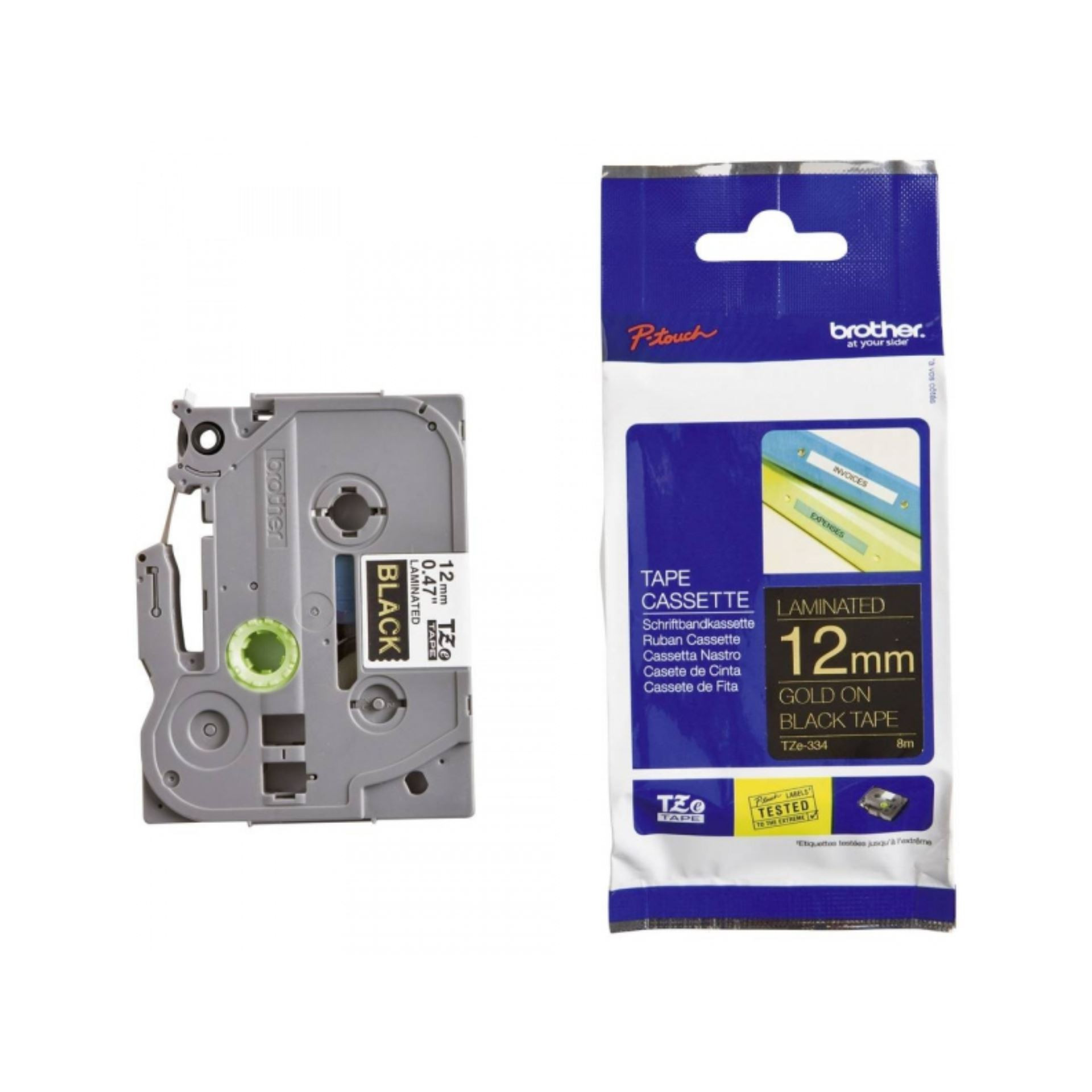 BROTHER trak TZe 334 črn/zlat 12mm