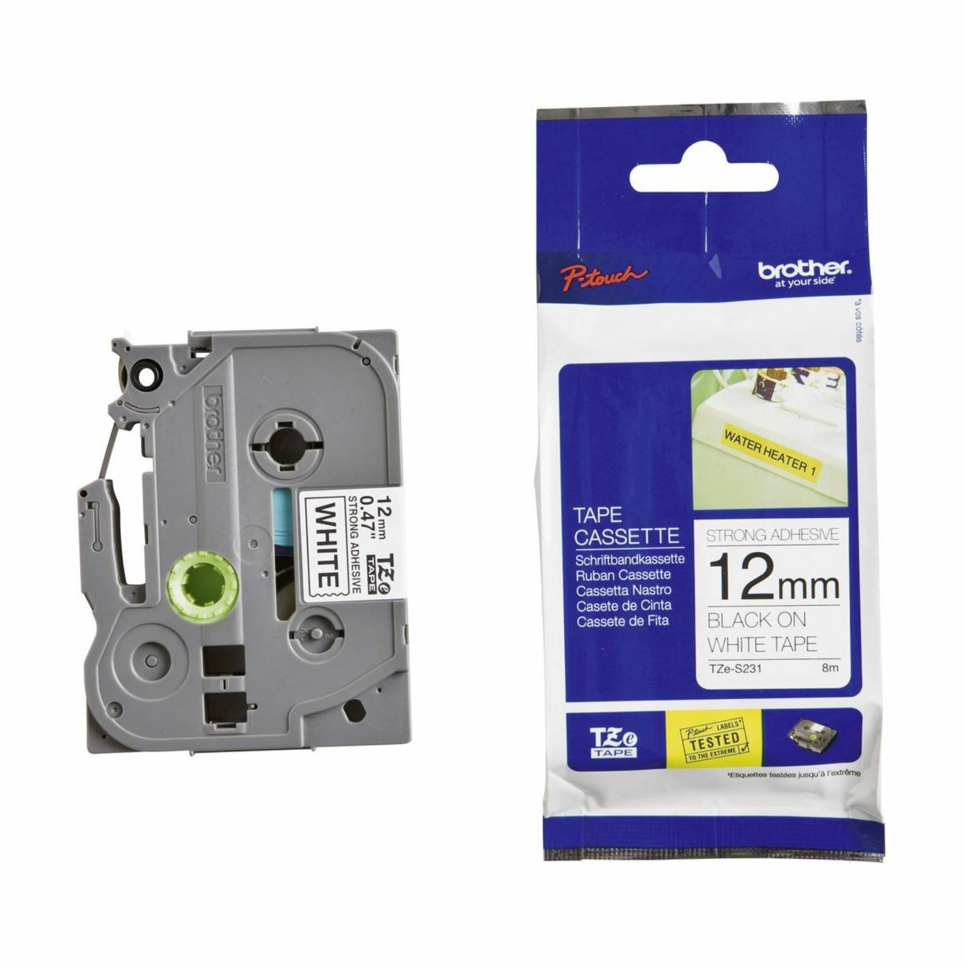 BROTHER trak TZe S231 bel/črn 12mm