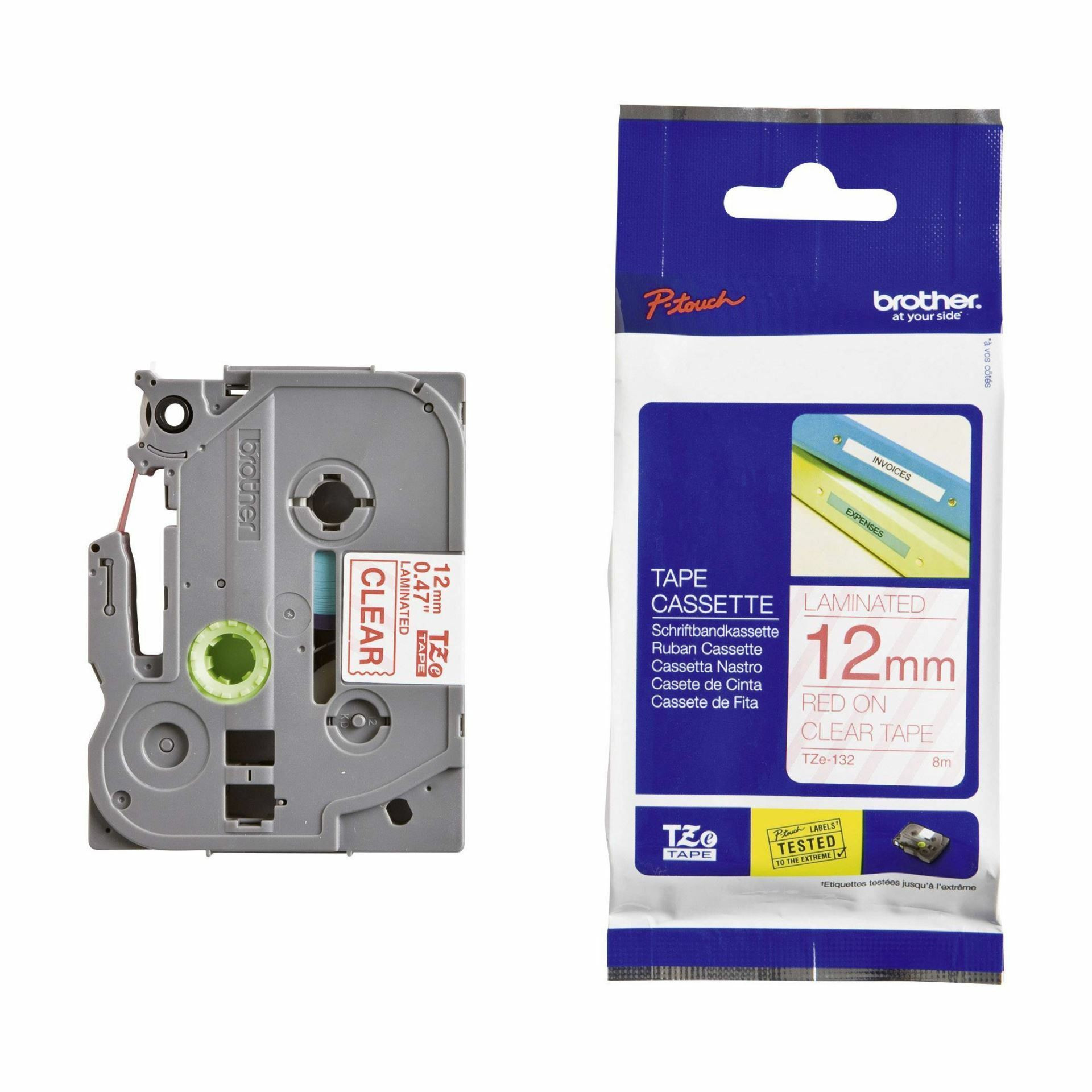 BROTHER trak TZe 132 proz./rdeč 12mm