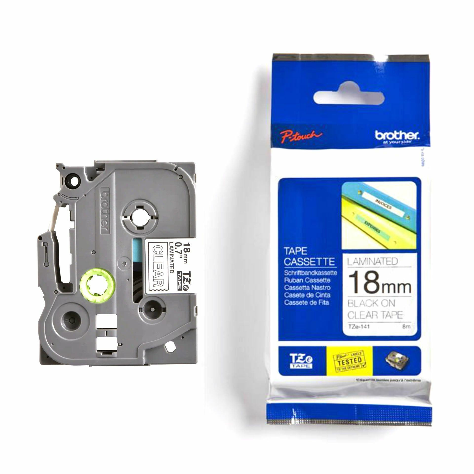 BROTHER trak TZe 145 prozoren/bel 18mm