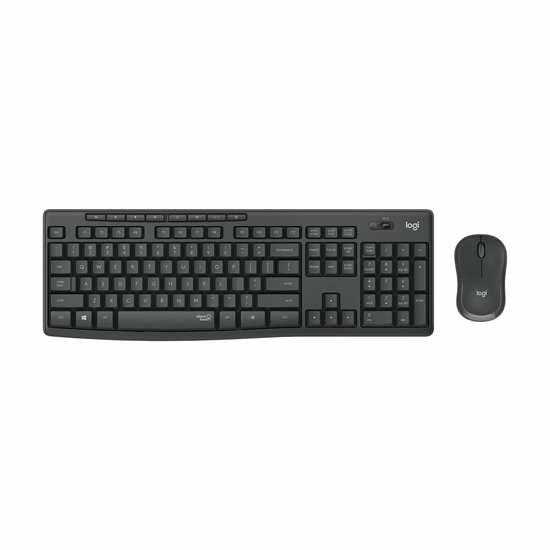Logitech tipkovnica & miška MK295 SLO Silent brezžična grafitna 920-009809