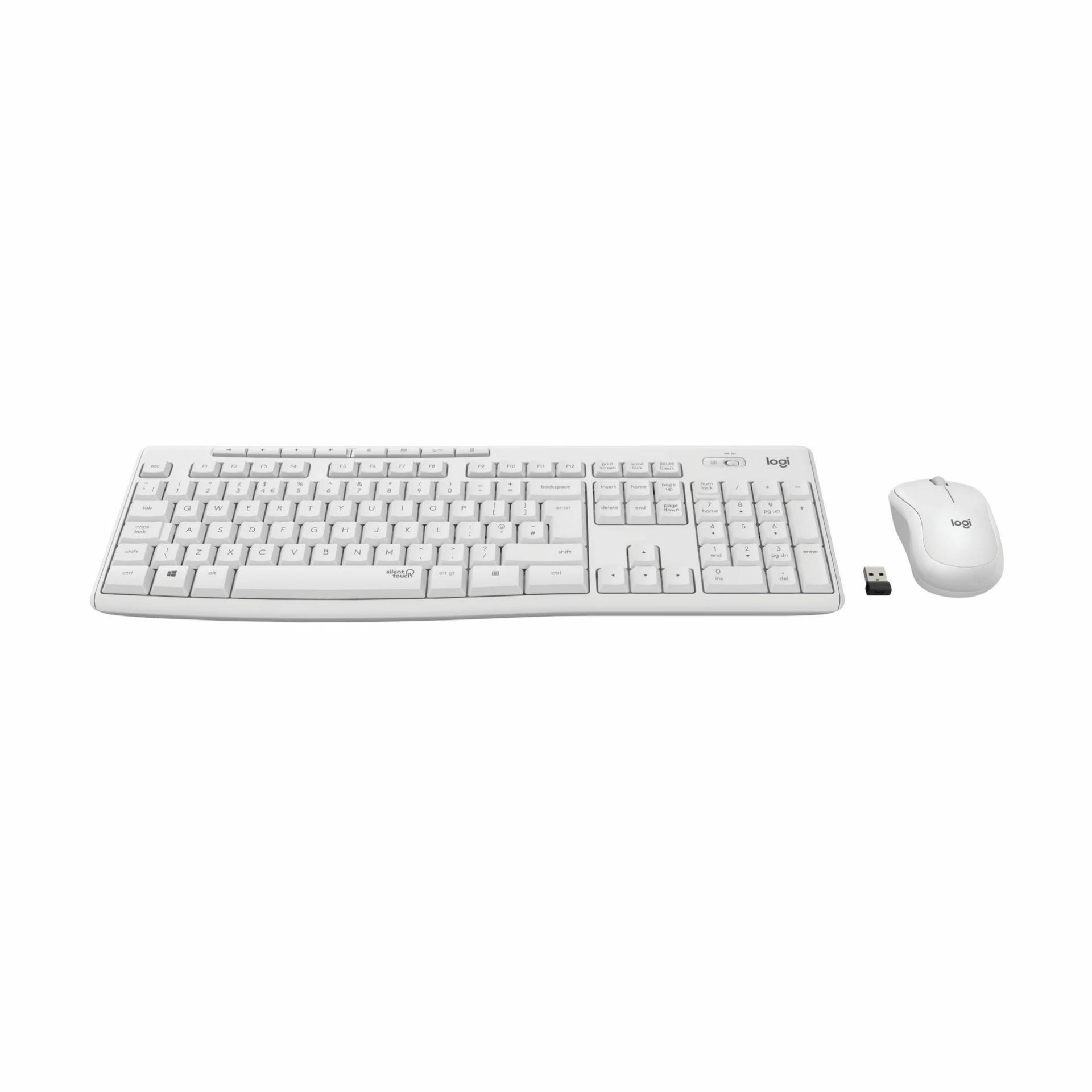 Logitech tipkovnica & miška MK295 SLO Silent brezžična bela 920-009824