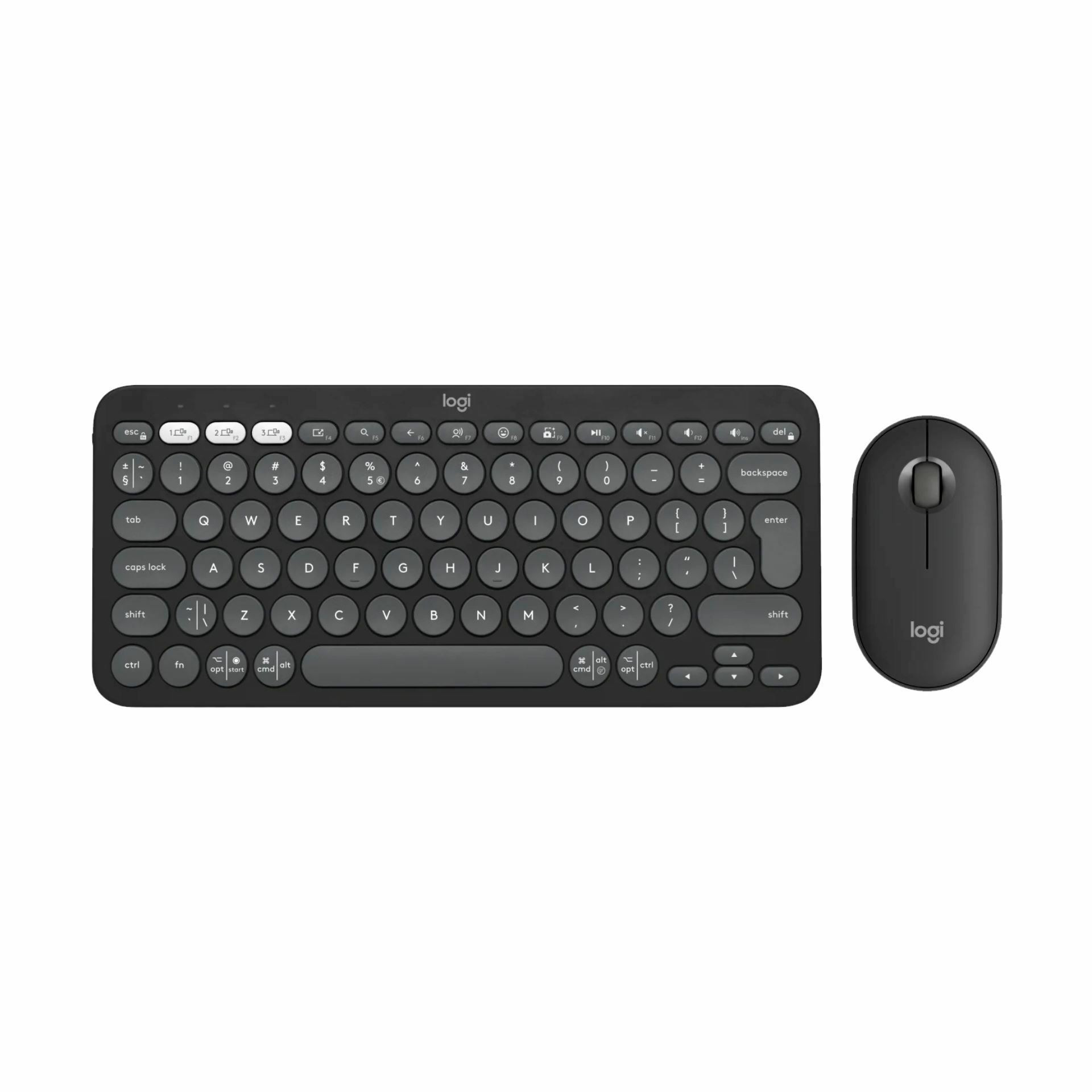 Logitech tipkovnica & miška Pebble 2 Combo, Bluetooth grafitna 920-012239