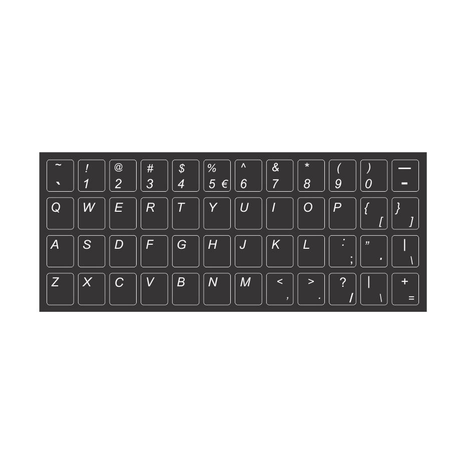 Nalepka za tipkovnico US vsi znaki-beli