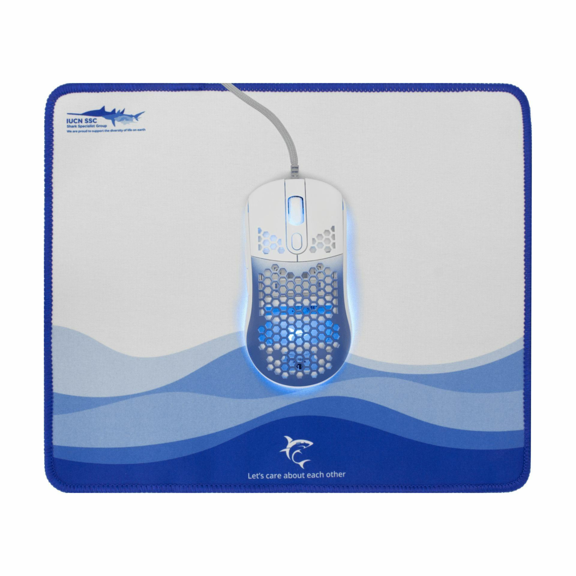 WHITE SHARK miška & podloga modro/bela gaming GMP-2201 MEGALODON