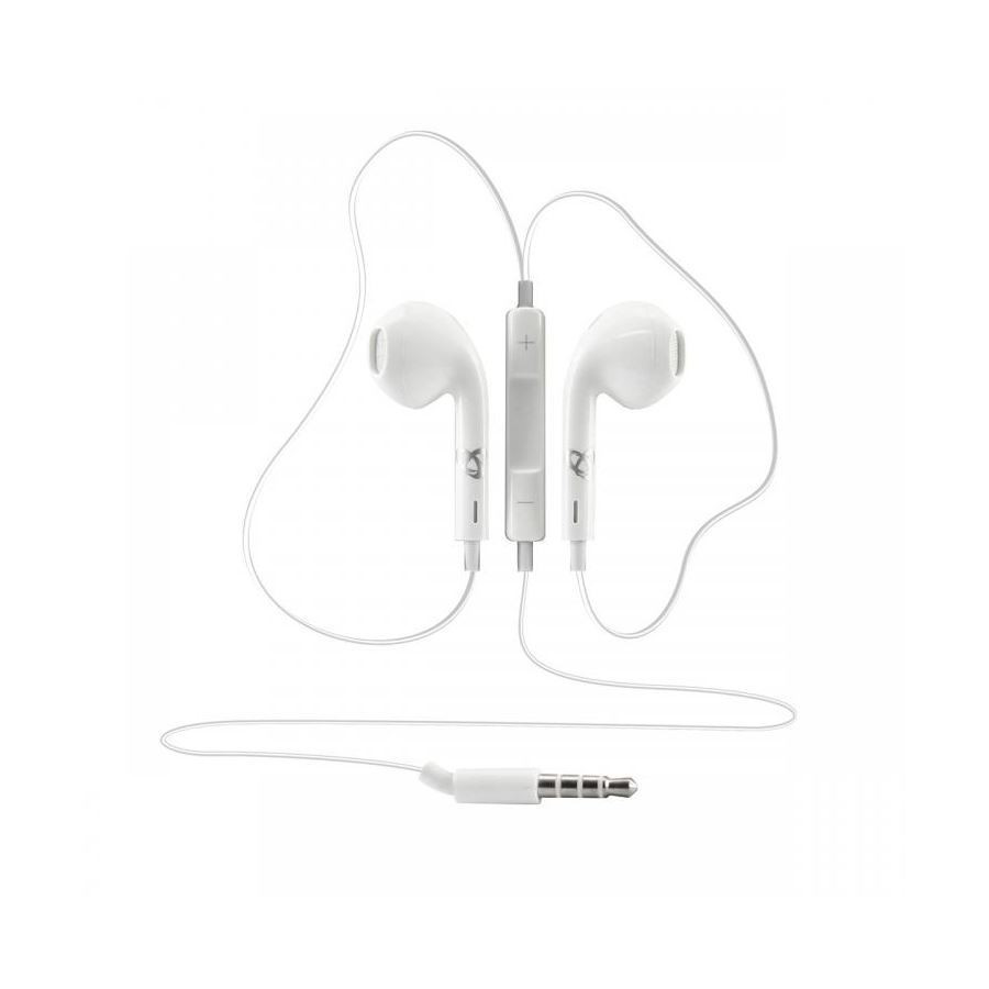 Slušalke ušesne stereo z mikrofonom iEP-204W bele SBOX