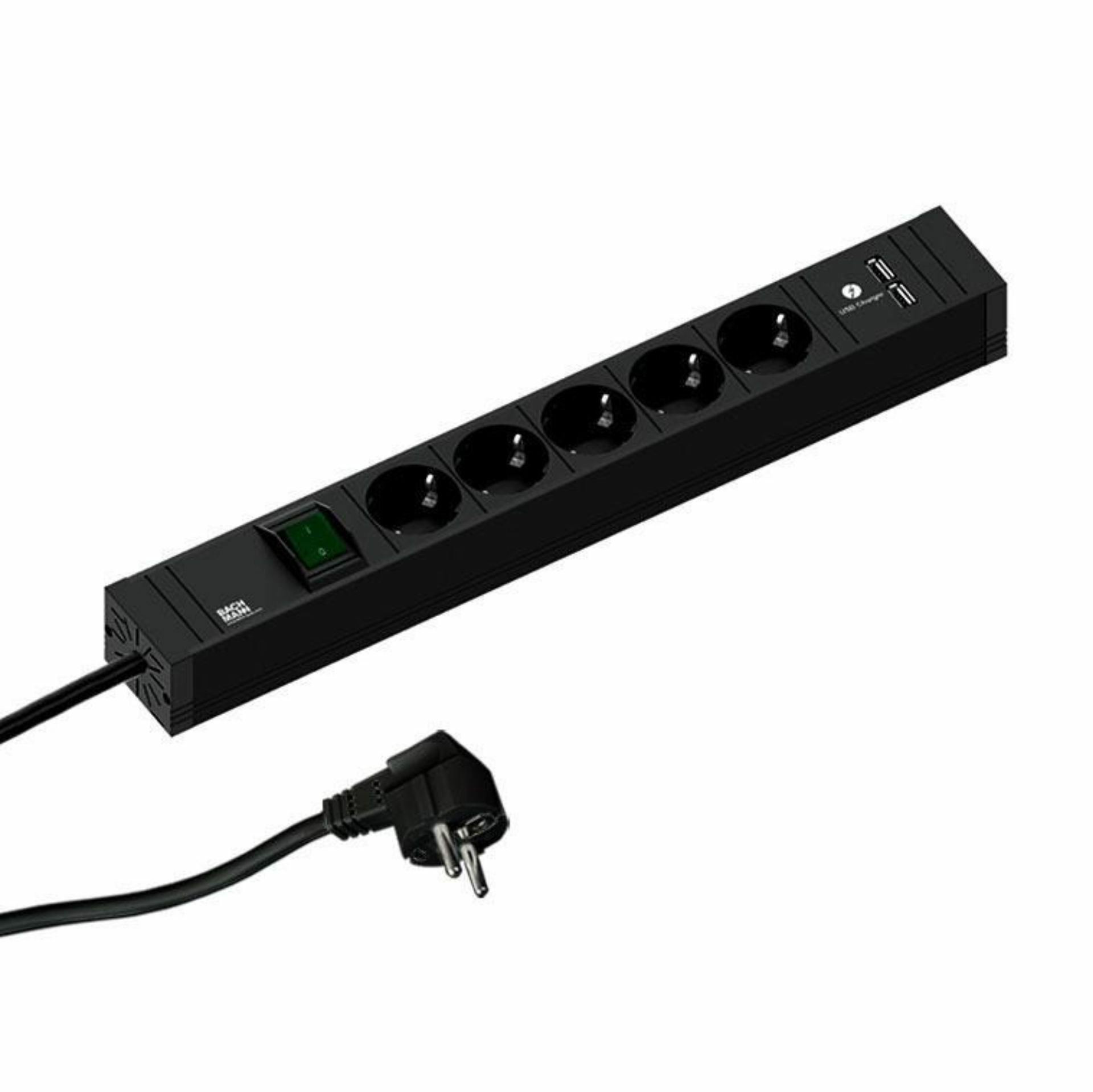 Bachmann razdelilec rack 5x220V Connect Line 2x USB A prenapetostna zaščita 2m