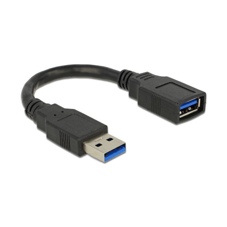 Delock podaljšek USB 3.0 A-A  15cm črn 82776