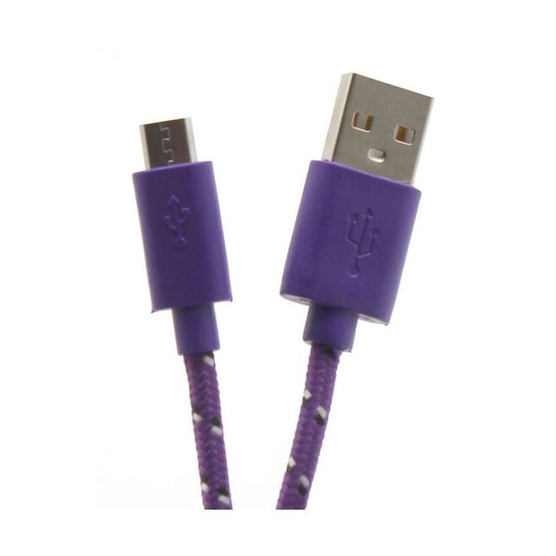 Kabel USB A-B mikro  1m SBOX bombažna zaščita, vijola