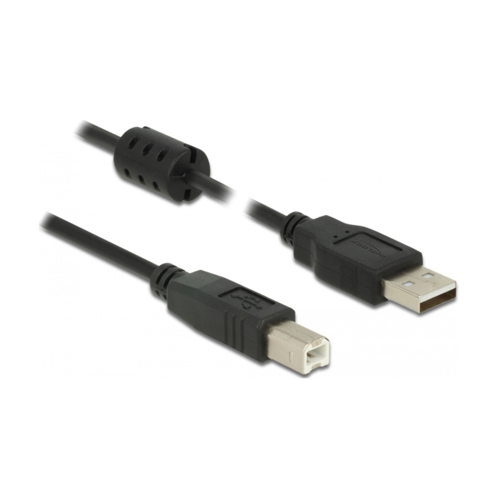 Kabel USB A-B  1,5m Delock dvojno oklopljen črn s feritom