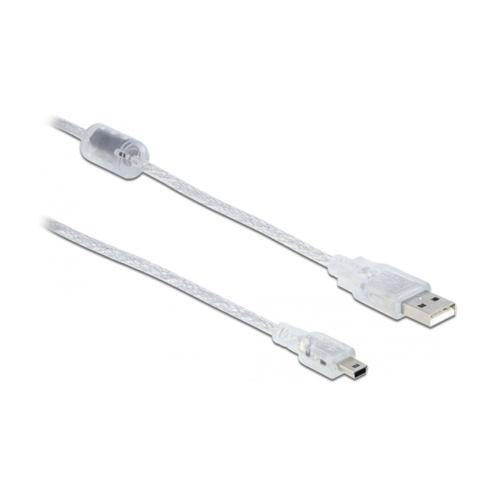 Delock kabel USB A-B mini 1m dvojno oklopljen transparent 83905
