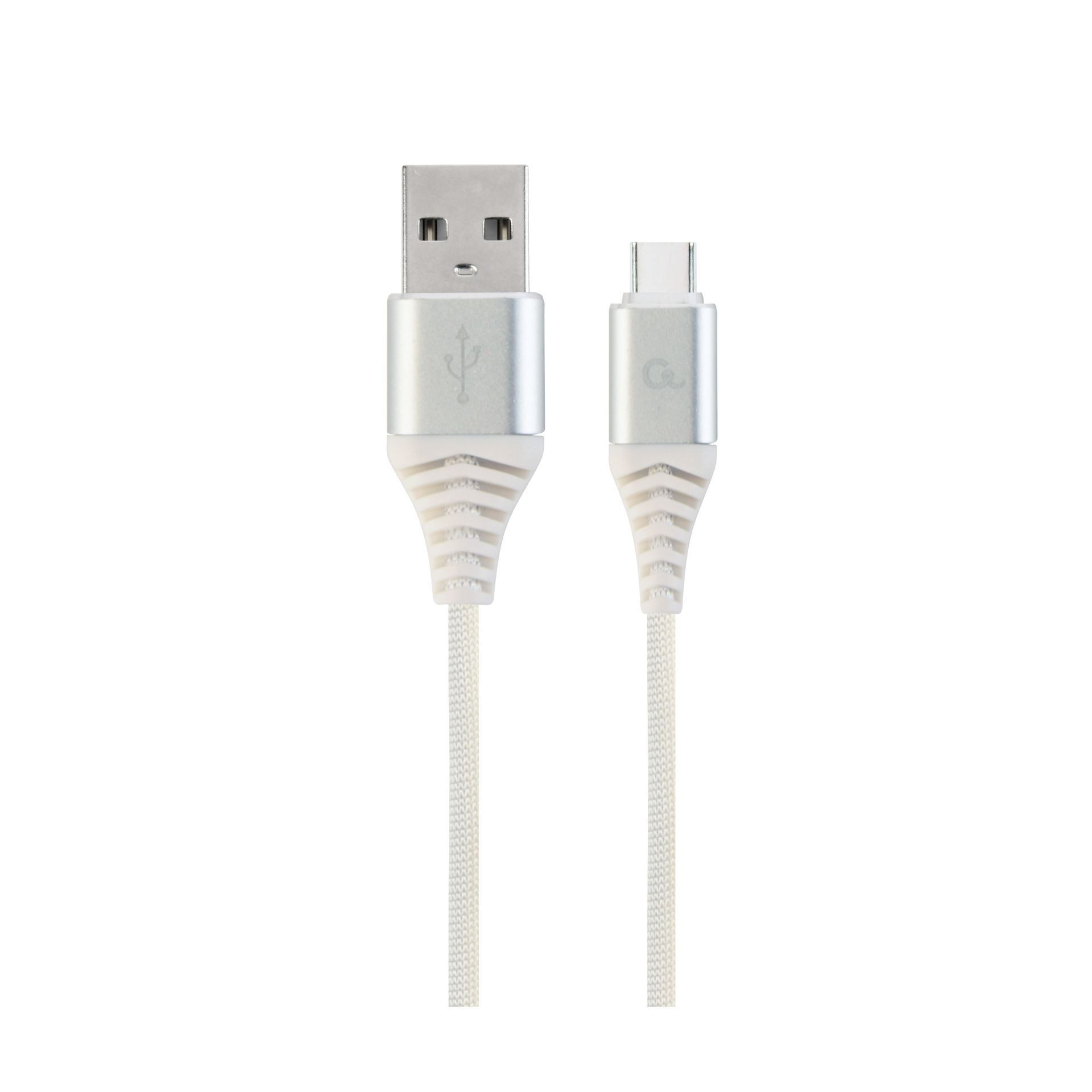Cablexpert kabel USB A-C 2m bombažna zaščita bel CC-USB2B-AMCM-2M-BW2