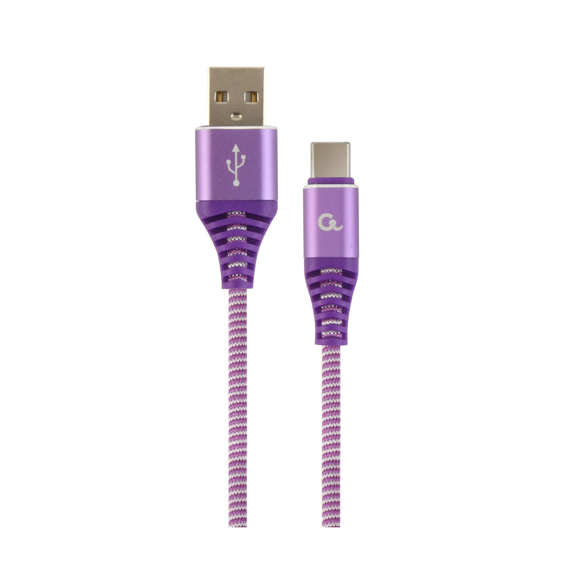 Cablexpert kabel USB A-C 2m bombažna zaščita vijoličen CC-USB2B-AMCM-2M-PW