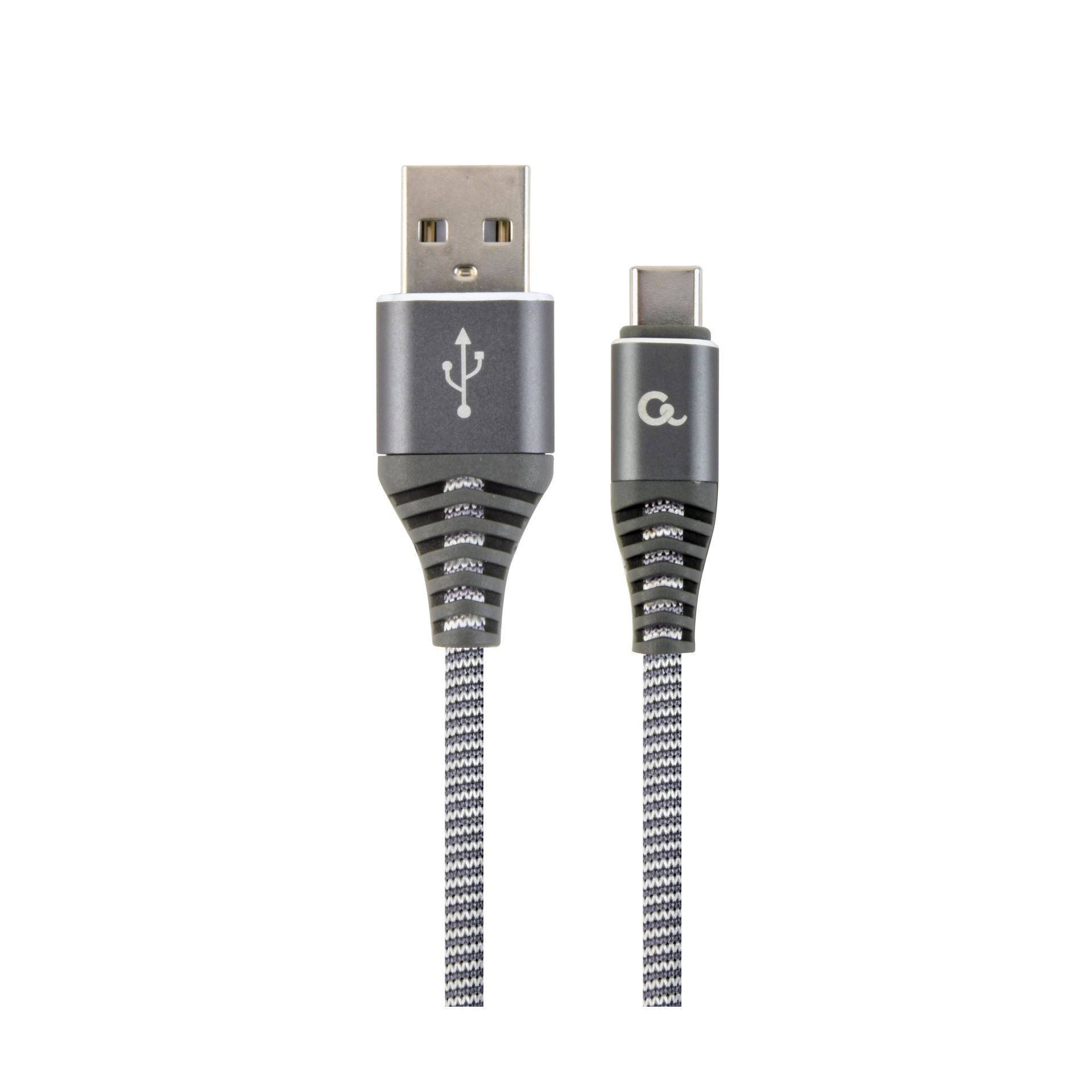 Cablexpert kabel USB A-C 2m bombažna zaščita siv CC-USB2B-AMCM-2M-WB2