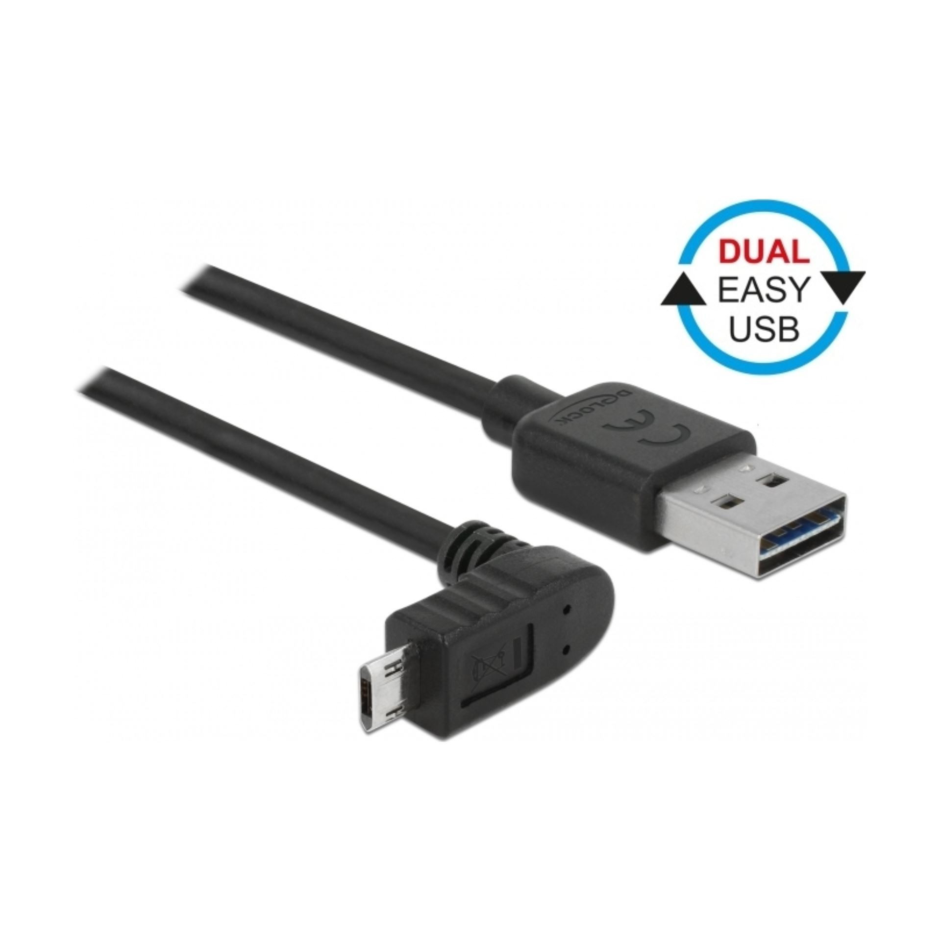 Delock kabel USB A-B mikro kotni EASY 3m obojestranski 83857