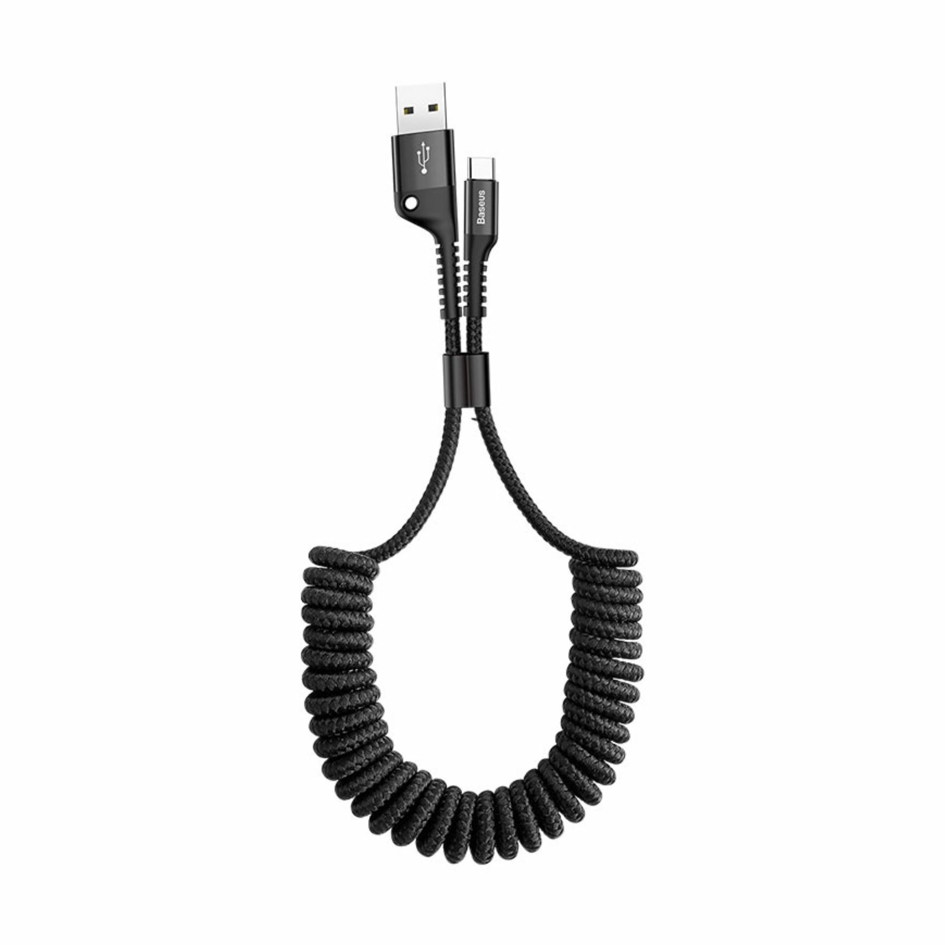 Baseus kabel USB A-C 1m 2A spiralni črn CATSR-01