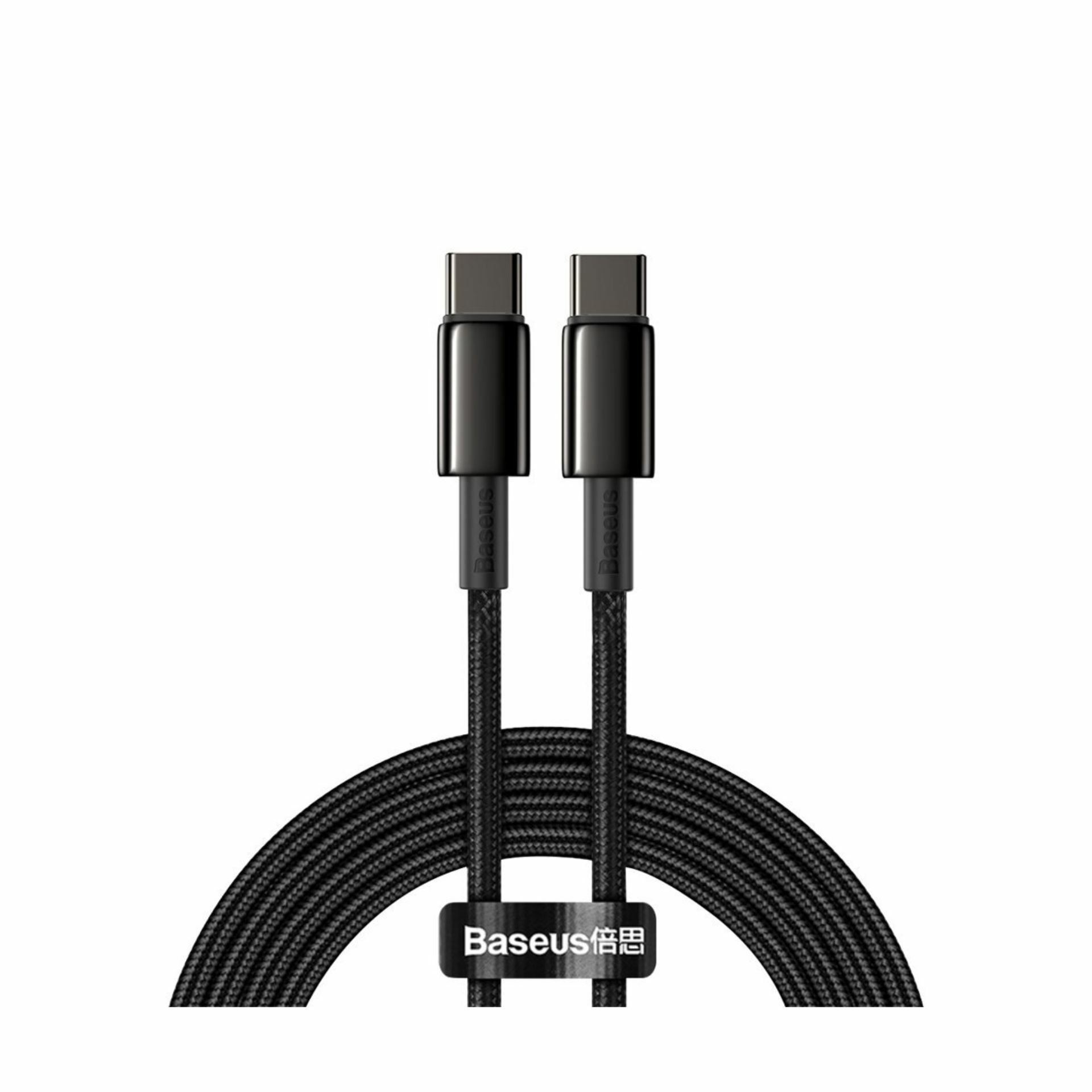 Kabel USB C-C 2m 100W 20V5A Tungsten črn pleten Baseus