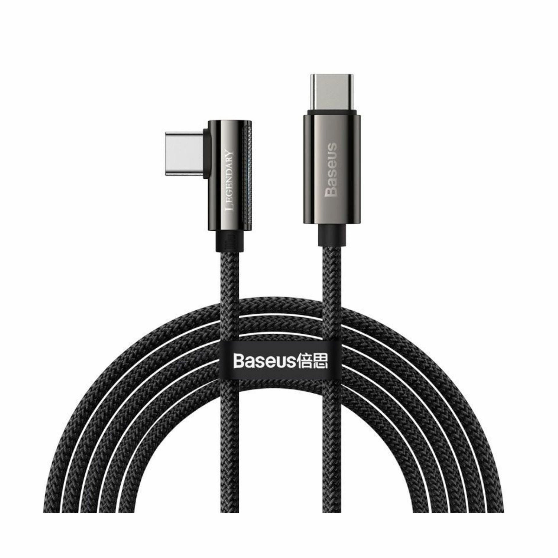 Kabel USB C-C 1m 100W 20V5A Legend črn pleten kotni Baseus