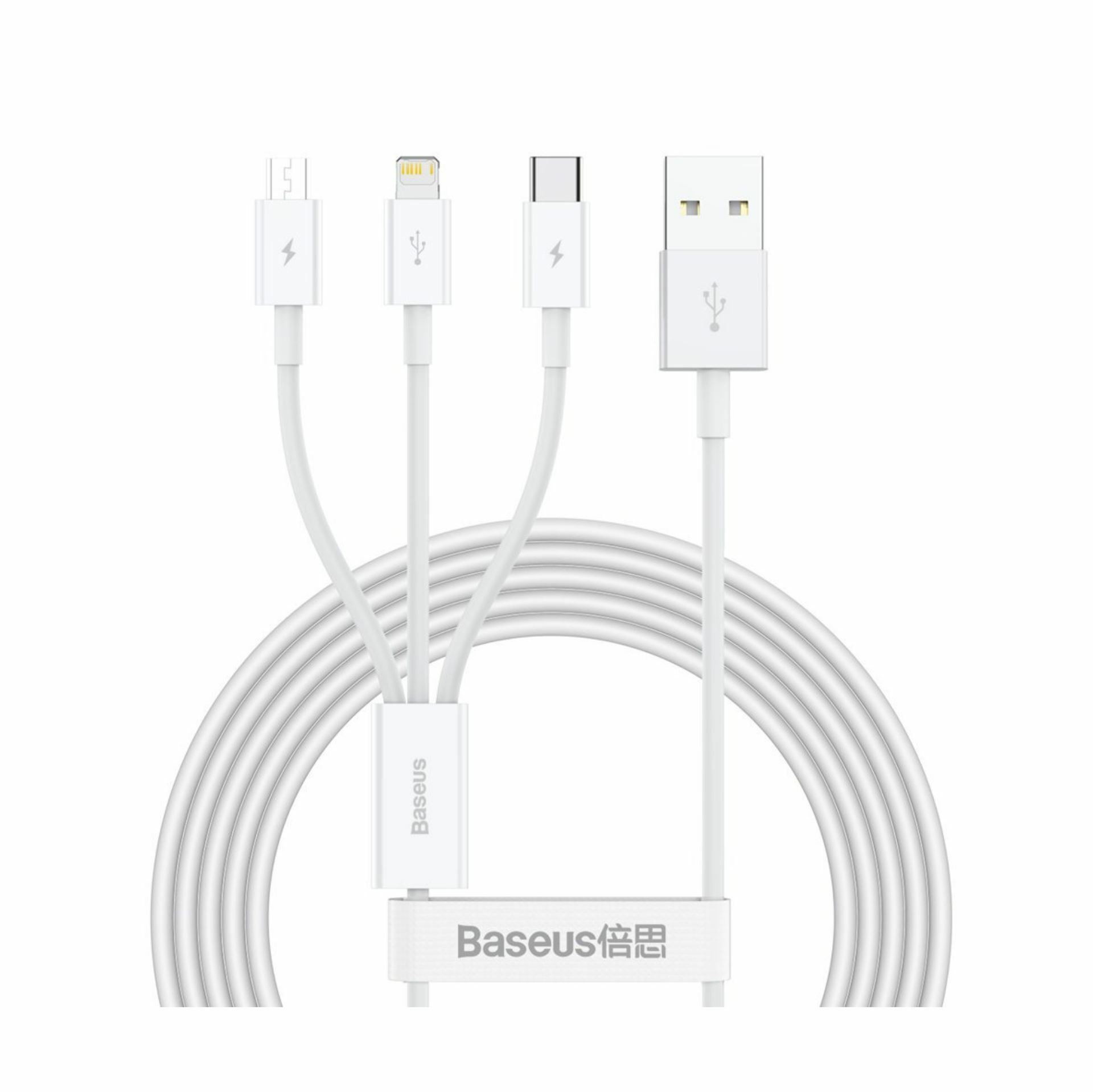 Baseus kabel USB 3v1 Lightning/TipC/ Mikro 1.5m bel CAMLTYS-02