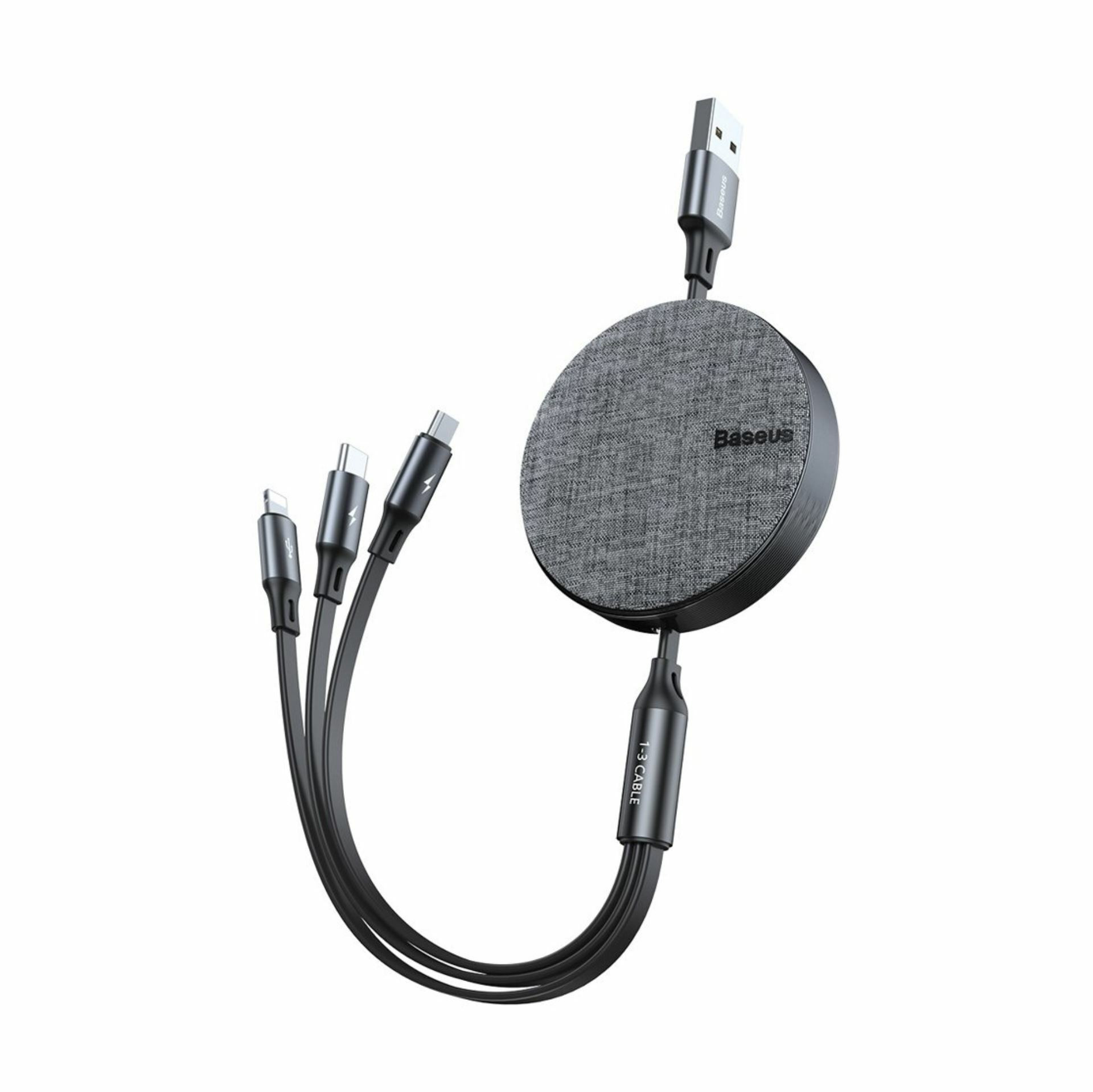 Baseus kabel USB 3v1 Lightning/TipC/ Mikro 1.2m siv CAMLT-BYG1
