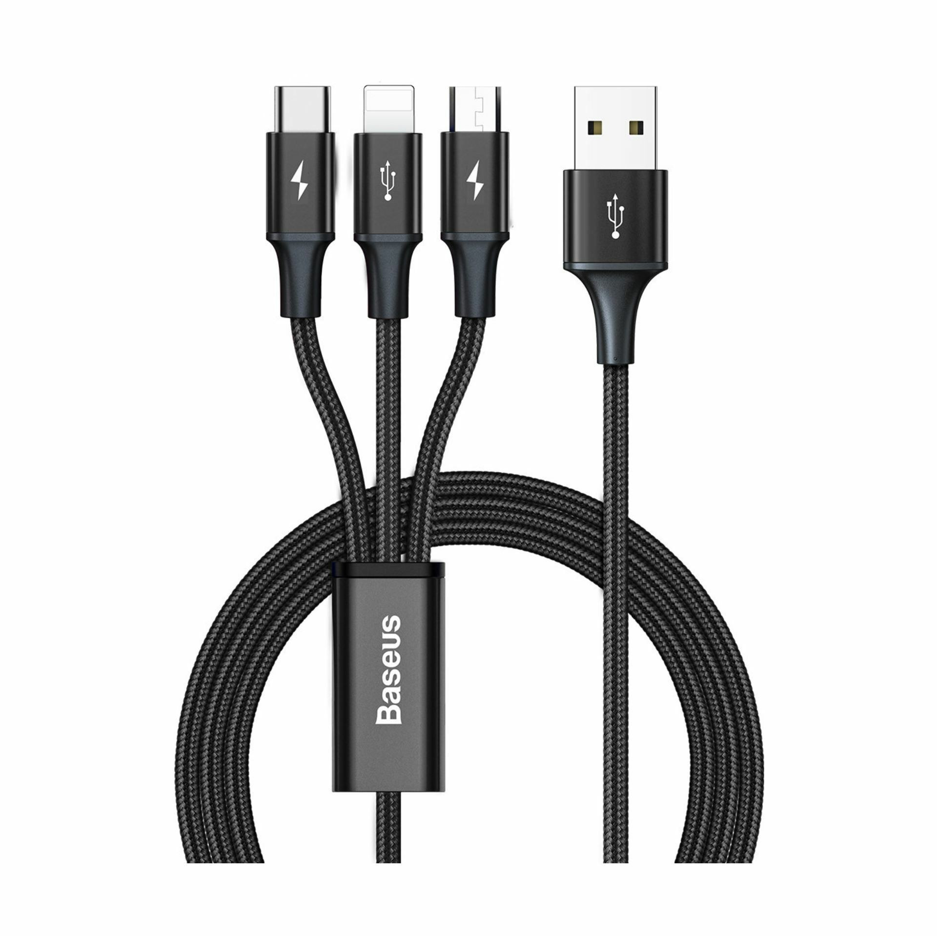 Baseus kabel USB 3v1 Lightning/TipC/ Mikro 1.2m črn CAJS000001