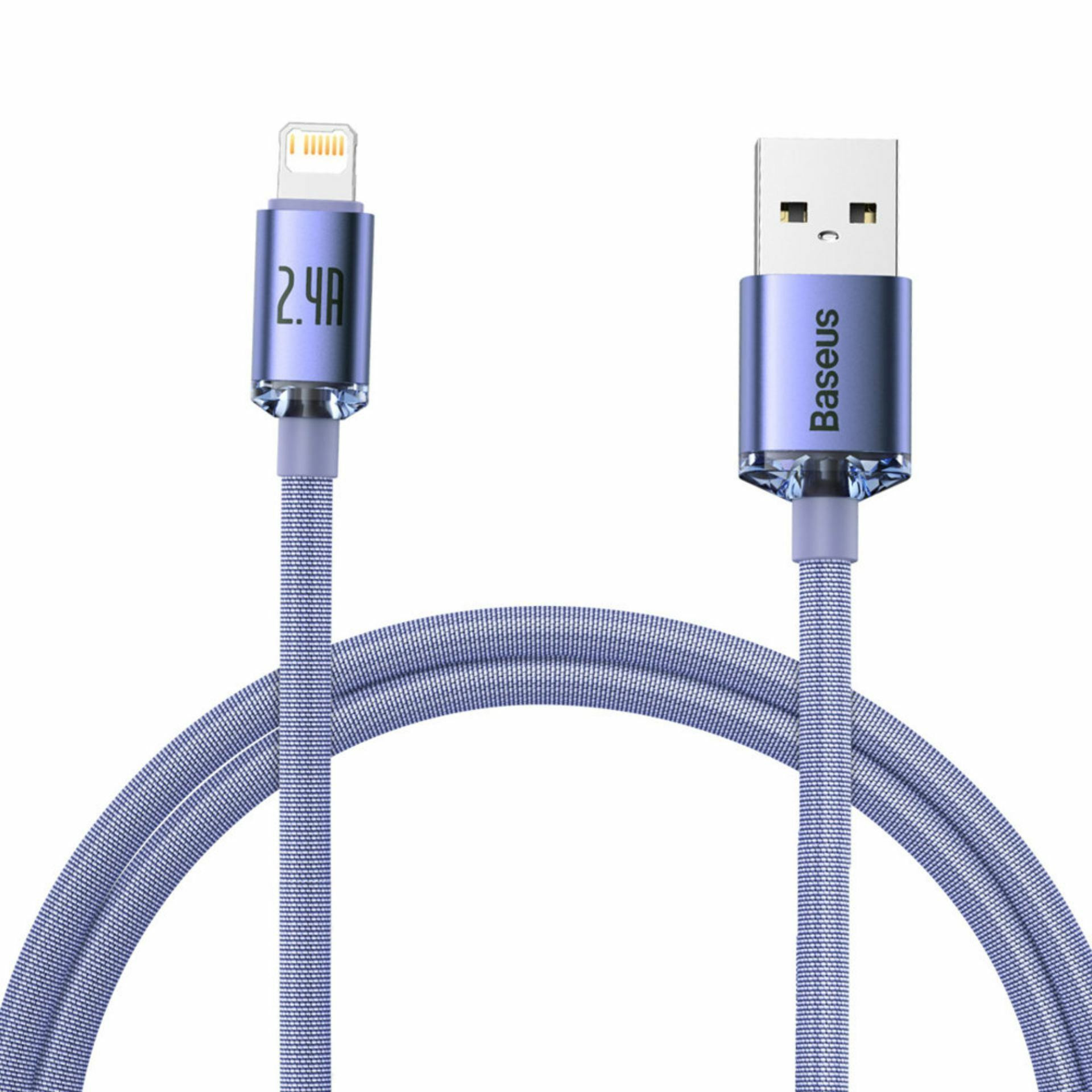 Baseus kabel USB/Lightning 1.2m 2.4A Crystal shine vijoličen CAJY000005