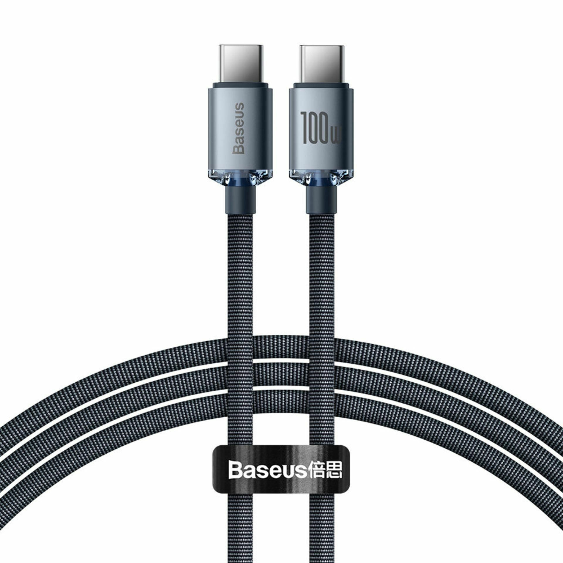 Baseus kabel USB C-C 1.2m 100W PD Crystal shine črn CAJY000601