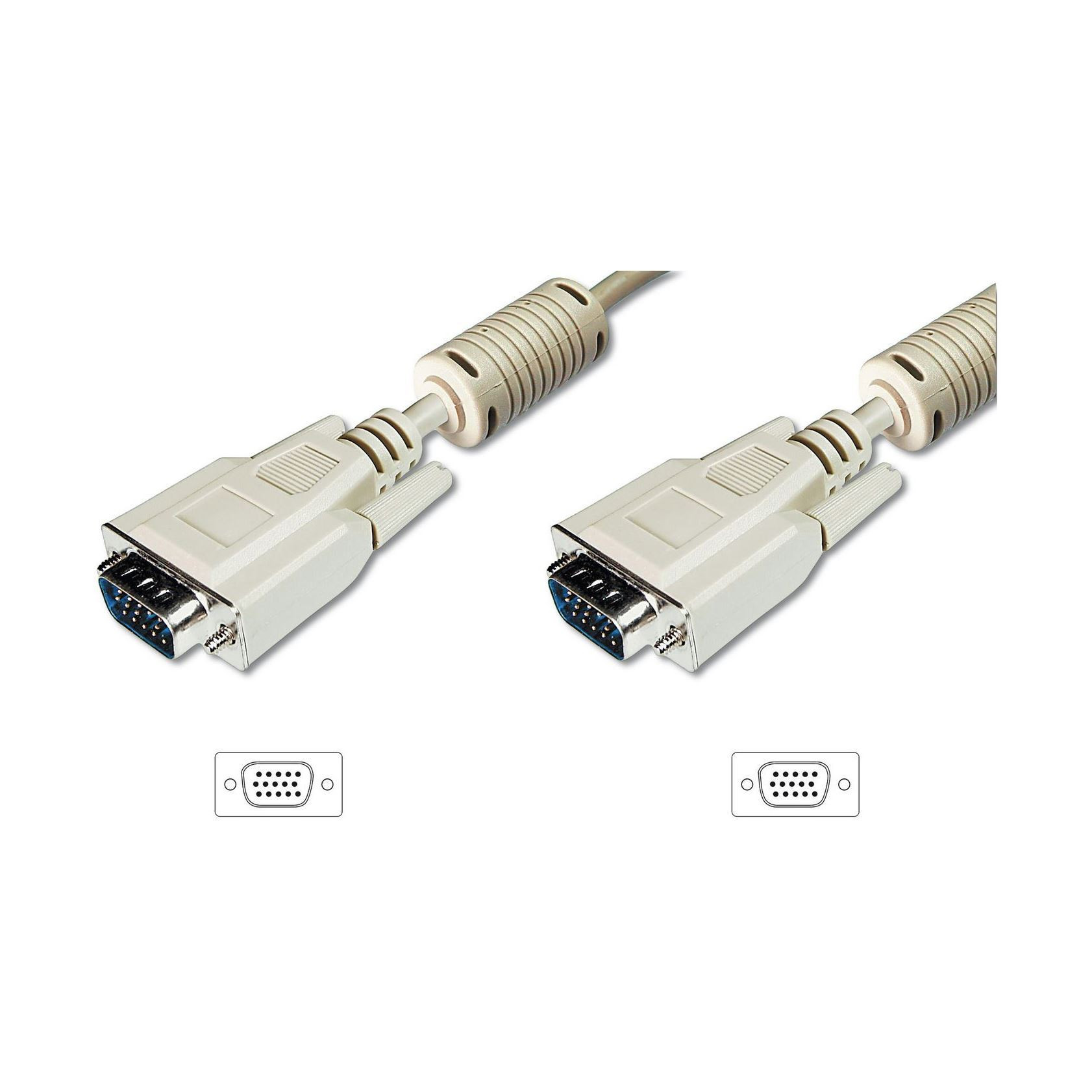 Kabel 1:1 SVGA 15 m-m 10m 14 kontaktov siv Digitus