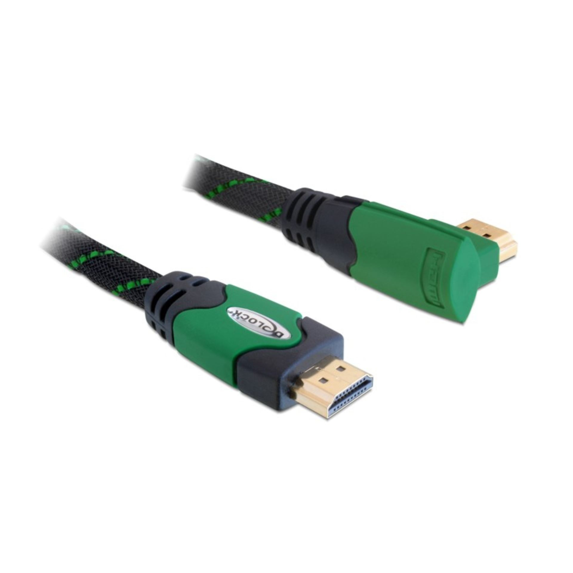 HDMI kabel z mrežno povezavo kotni 5m 4K zelen Delock
