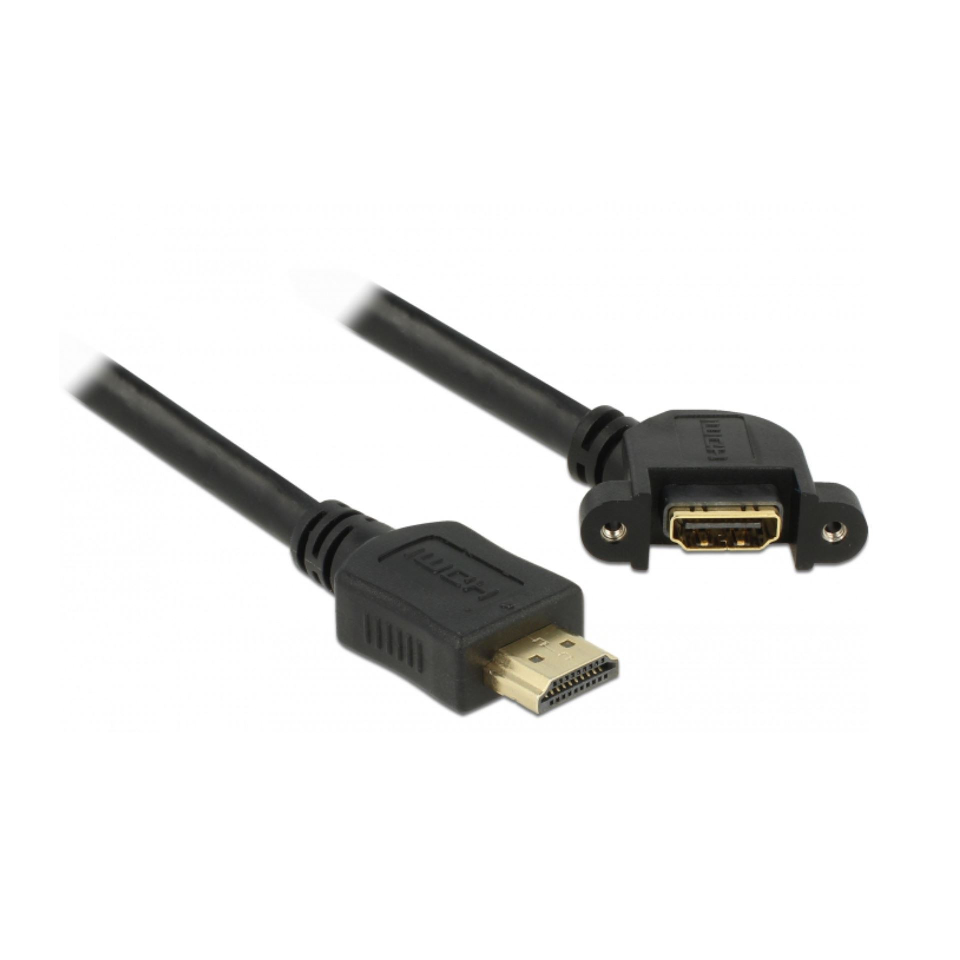 HDMI-HDMI podaljšek z mrežno povezavo 0,5m Delock črn vgradni kotni 110°