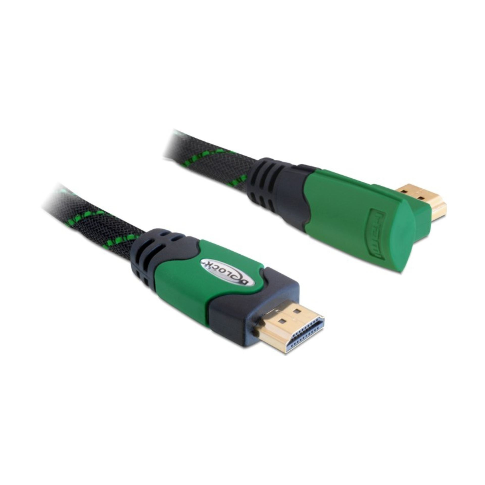 HDMI kabel z mrežno povezavo kotni 2m 4K zelen Delock