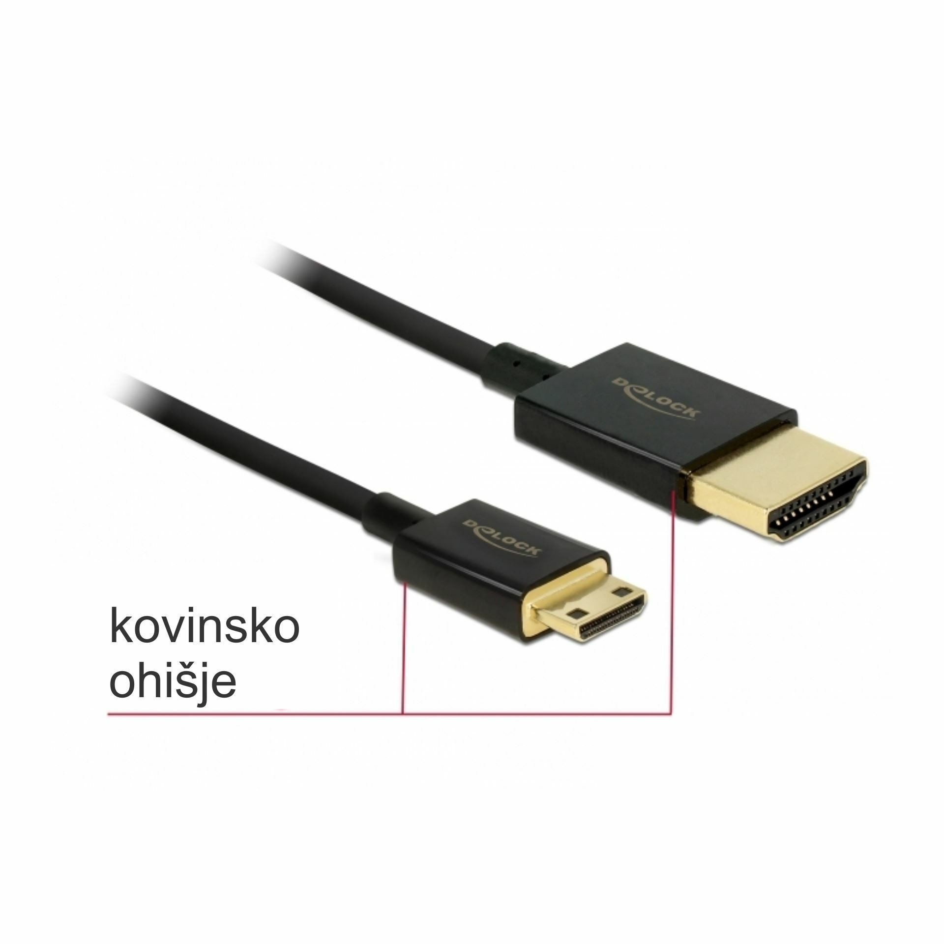 Delock kabel HDMI/mini  3D 4K 4,5m črn 84780
