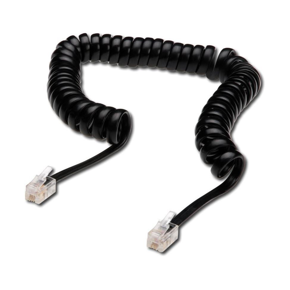 Telefonski kabel spirala 0,3m (2,0m) črn Digitus