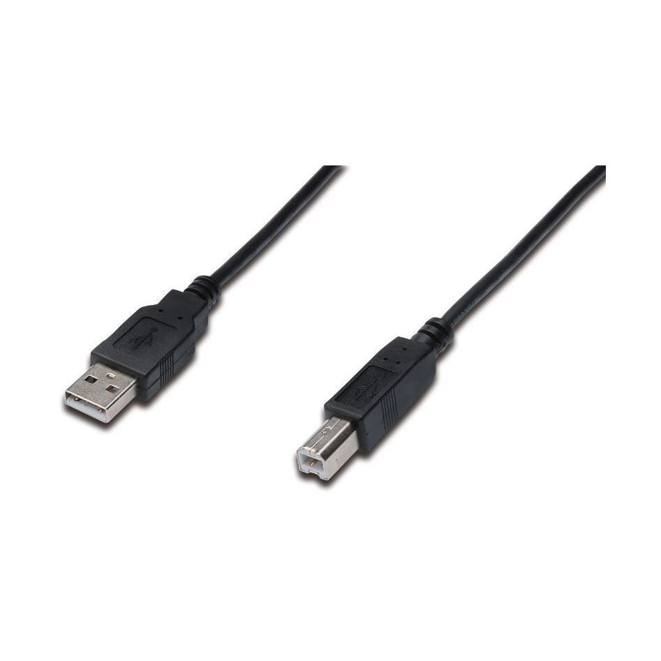 Kabel USB A-B   0,5m Digitus dvojno oklopljen črn