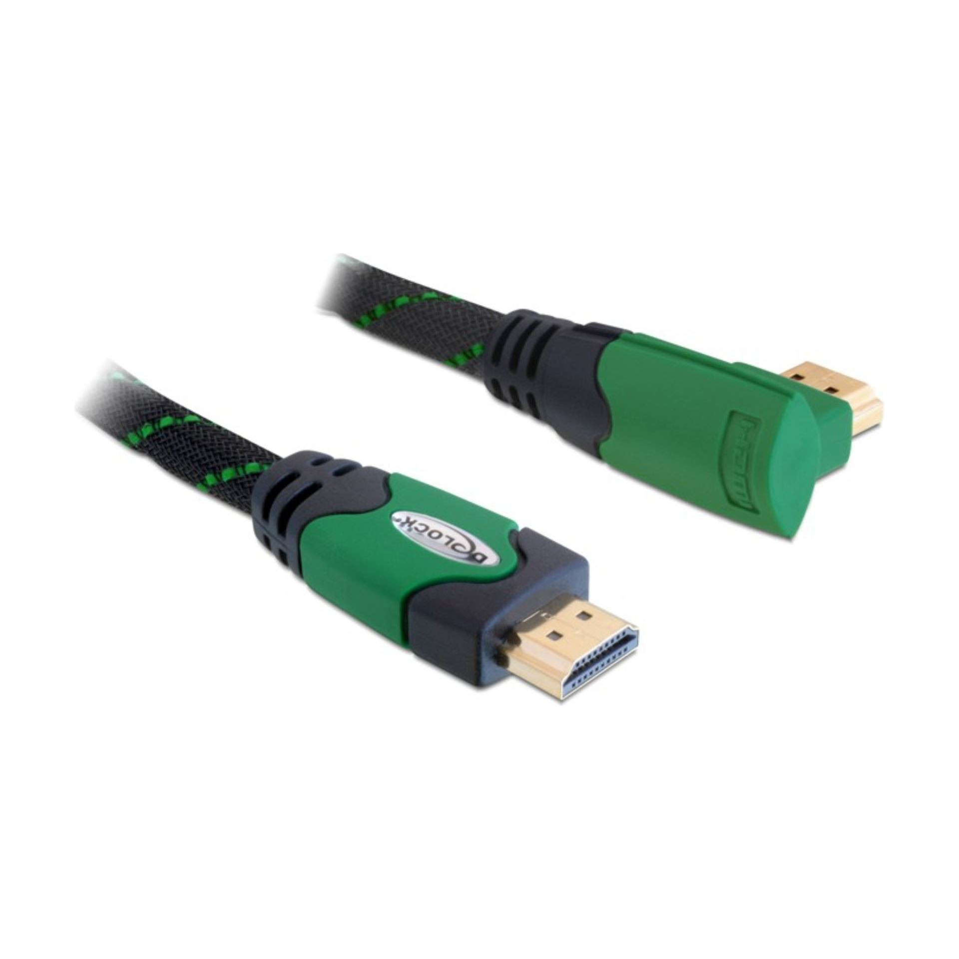 HDMI kabel z mrežno povezavo kotni 1m 4K zelen Delock