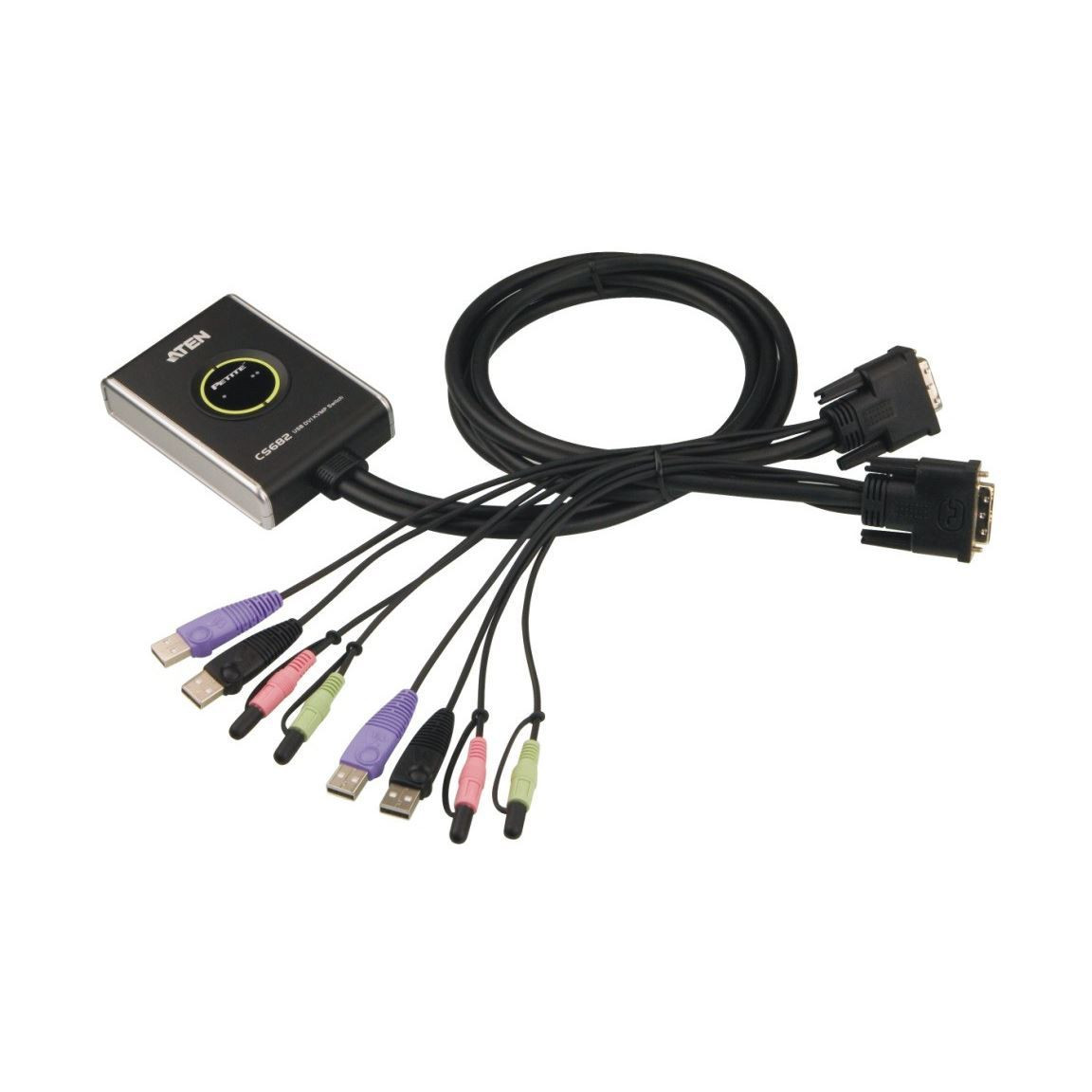 ATEN KVM stikalo 2x1 mini DVI/USB/AVDIO s kabli CS682