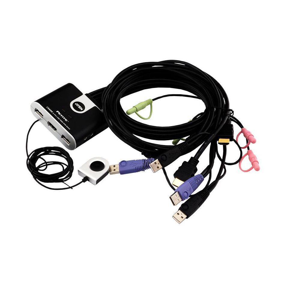 ATEN KVM stikalo 2x1 mini HDMI/USB/AVDIO s kabli CS692