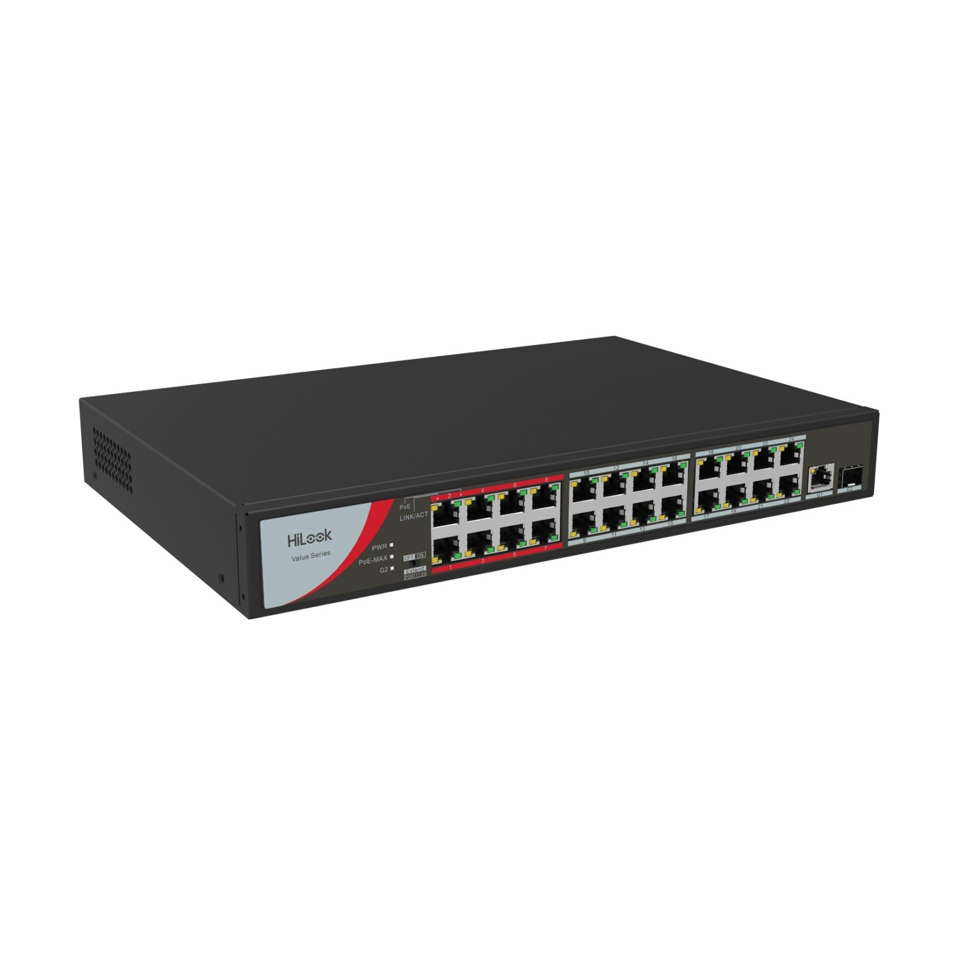 Stikalo 100M 48cm 25xRJ45 24xPoE 1xSFP 1xGiga uplink 29,4cm NS-0326P-230 HiLook