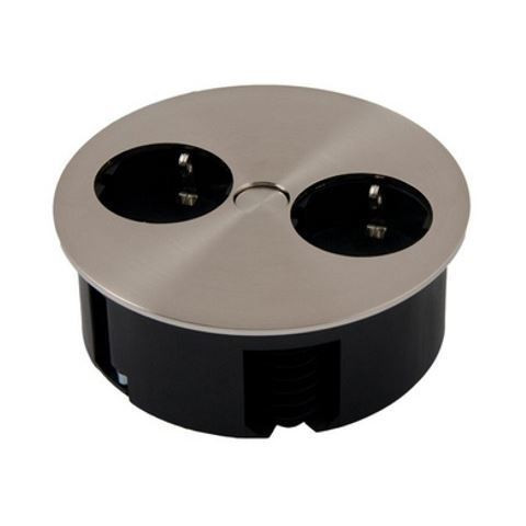 Bachmann TWIST vgradna vtičnica srebrna za kuh.pult 2x220V 931.000