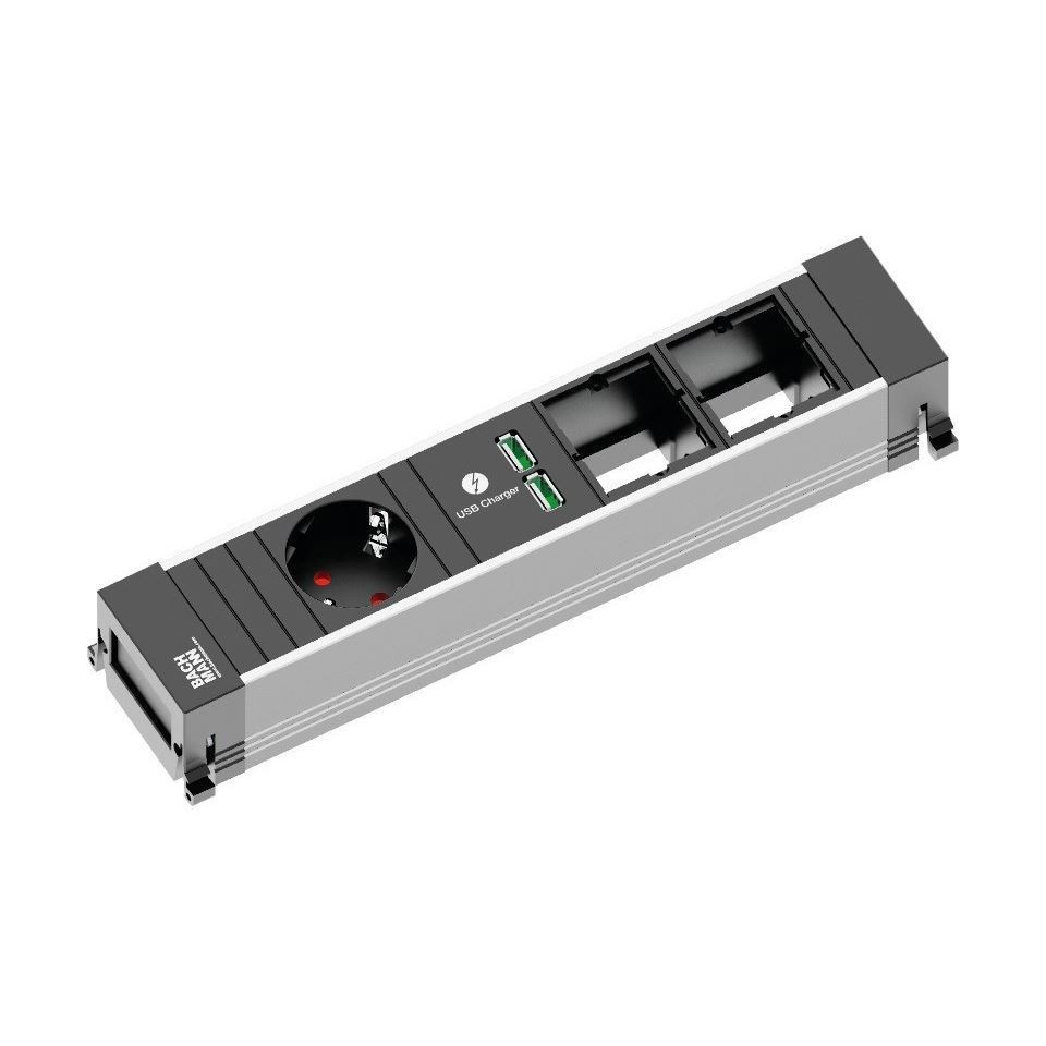 Bachmann POWER FRAME vgradni razdelilec 262mm 1x220V, 2xUSB, 2xprazen 916.0041