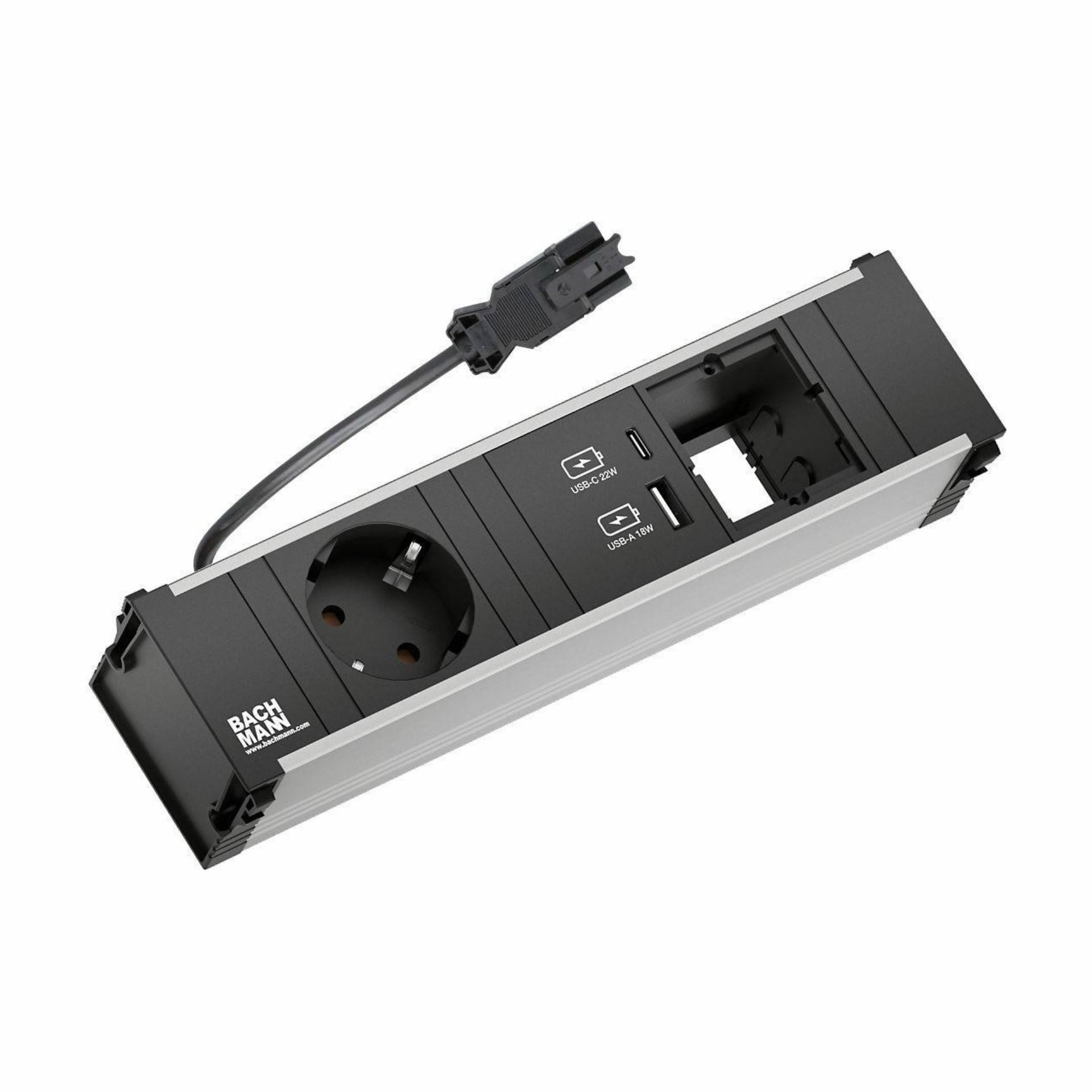 Bachmann CONI vgradni razdelilec 217mm 1x220V, 2xUSB (A+C), 1x prazen 912.167