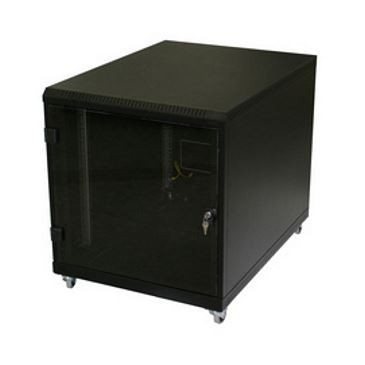 Triton kabinet 12U 620 600x1000 črn sestavljen s kolesi