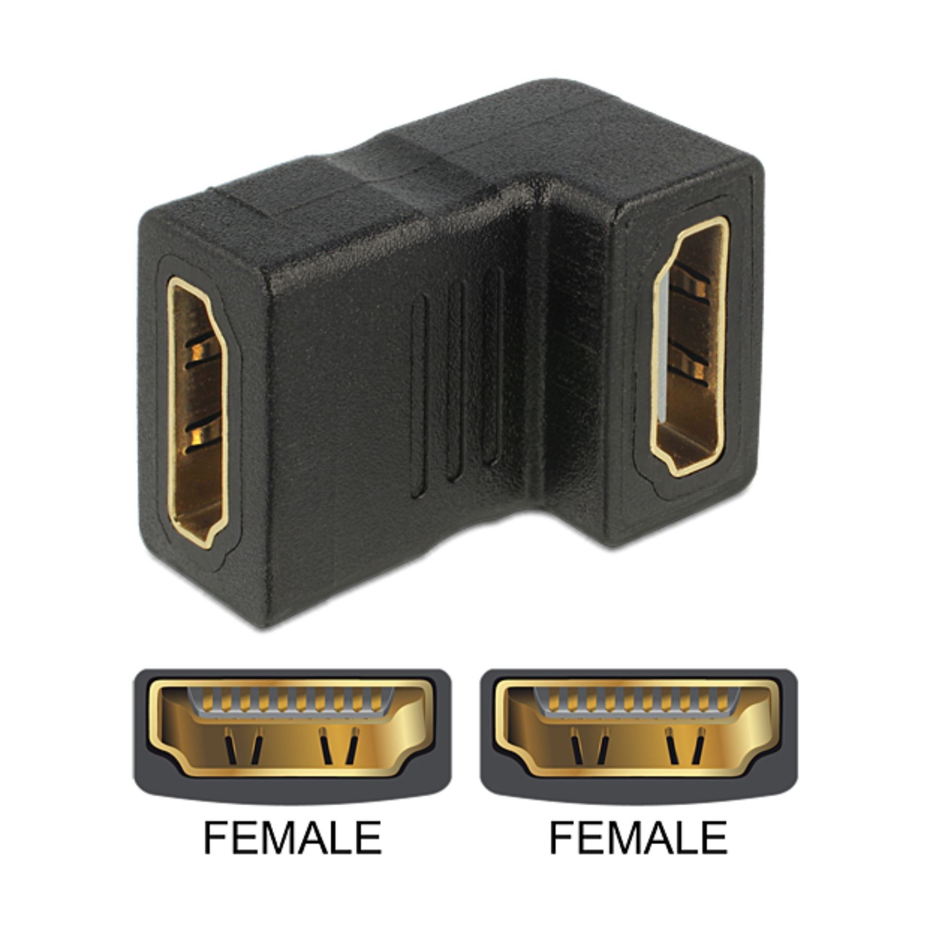 Delock adapter HDMI Ž - HDMI Ž 19-pin kotni 65075