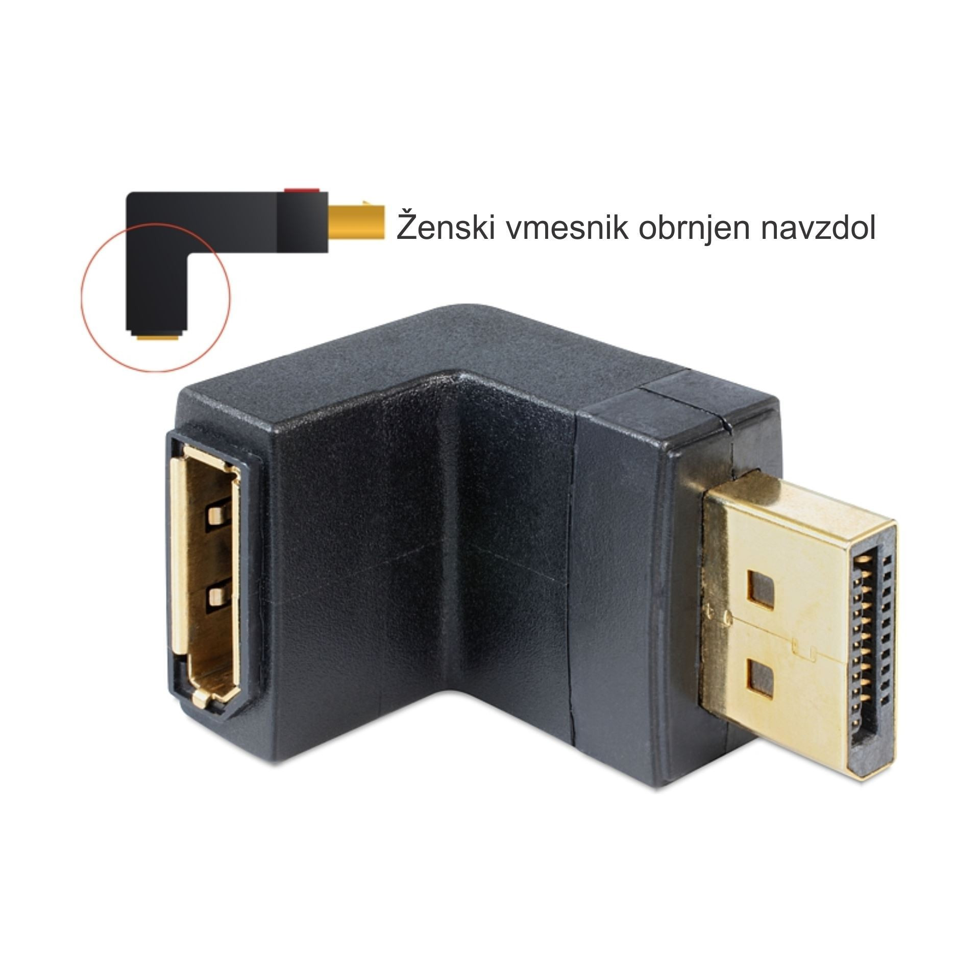 DisplayPort - DisplayPort adapter M/Ž kotni Delock