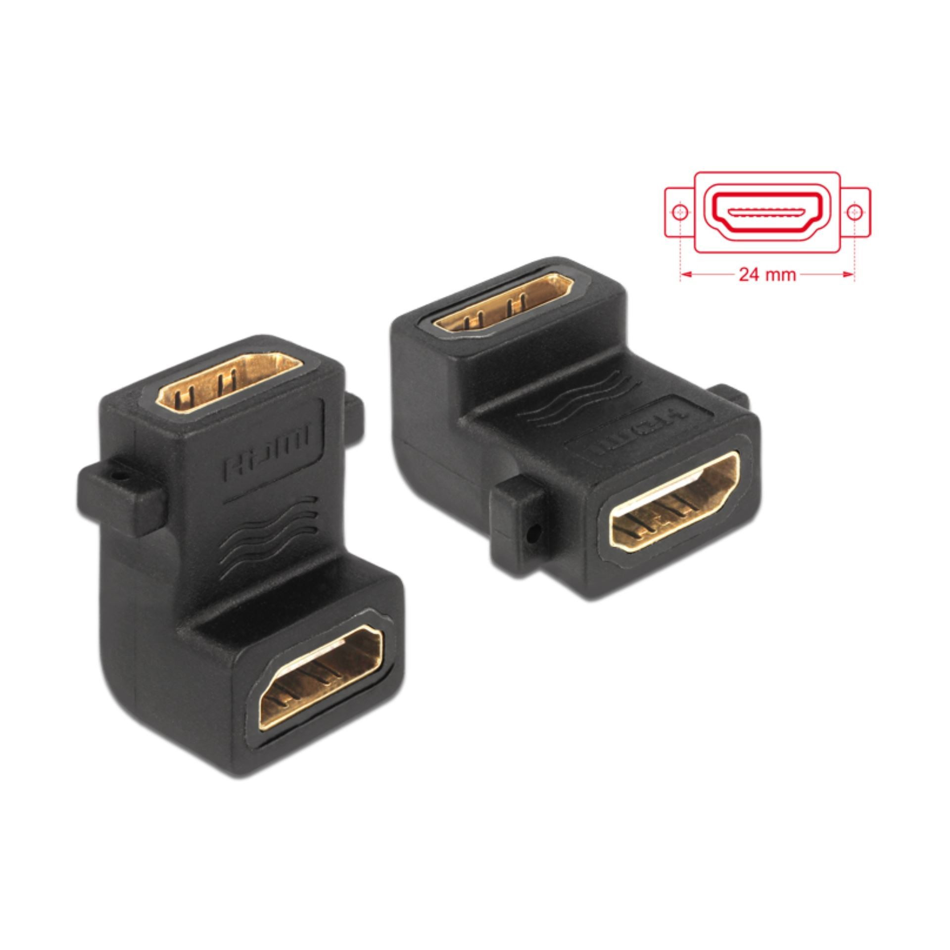 Delock adapter HDMI Ž - HDMI Ž 19-pin kotni vijačenje 65510