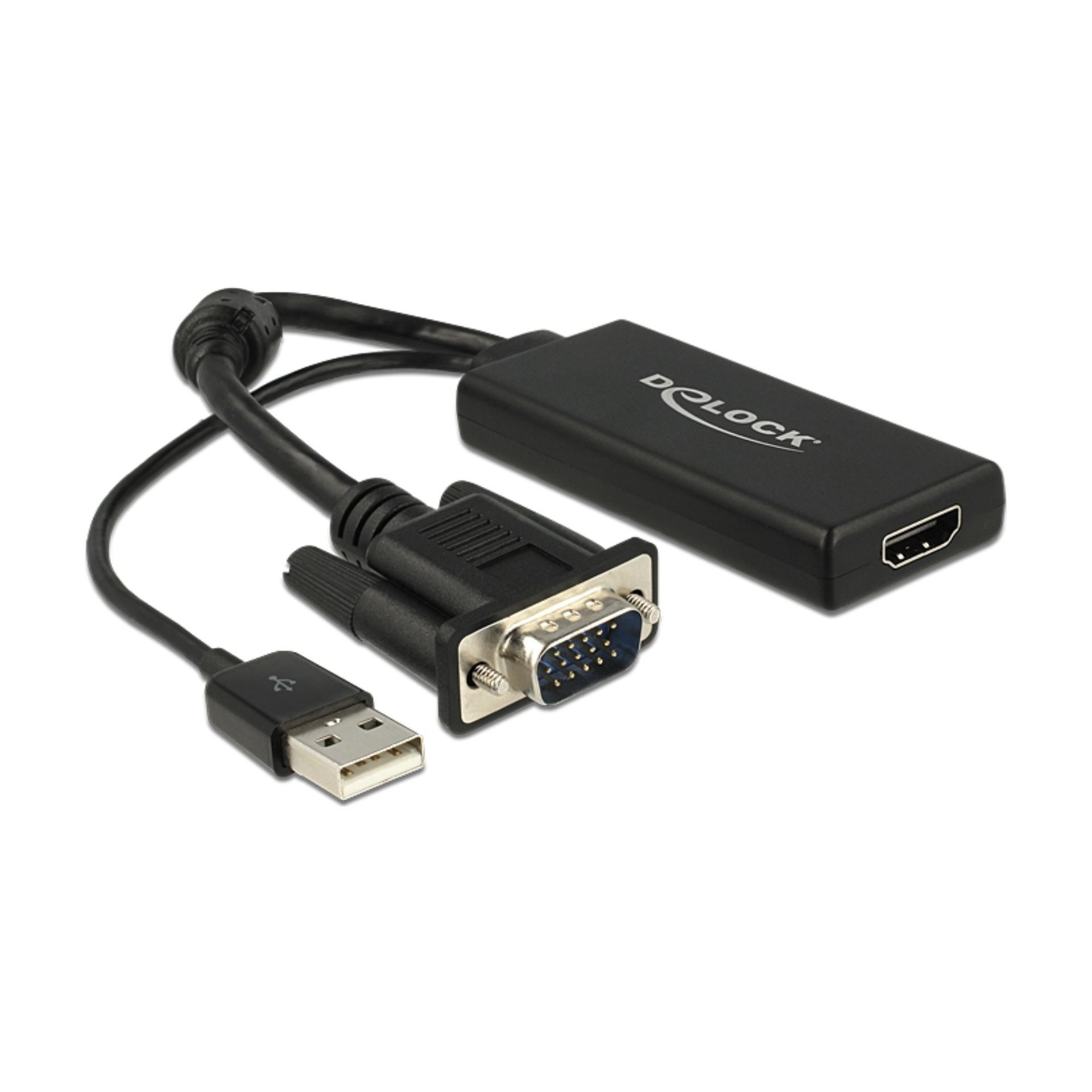 Adapter VGA M - HDMI Ž - Aktivni 25cm Delock