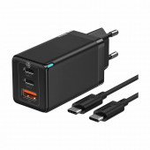 Baseus polnilec 65W USB 2xTipC TipA GaN5 ProQC črn CCGP120201