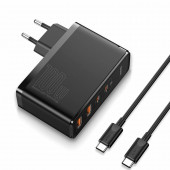 Baseus polnilec 100W USB 2xTipC 2xTipA GaN2 ProQC PD črn CCGAN2P-L01